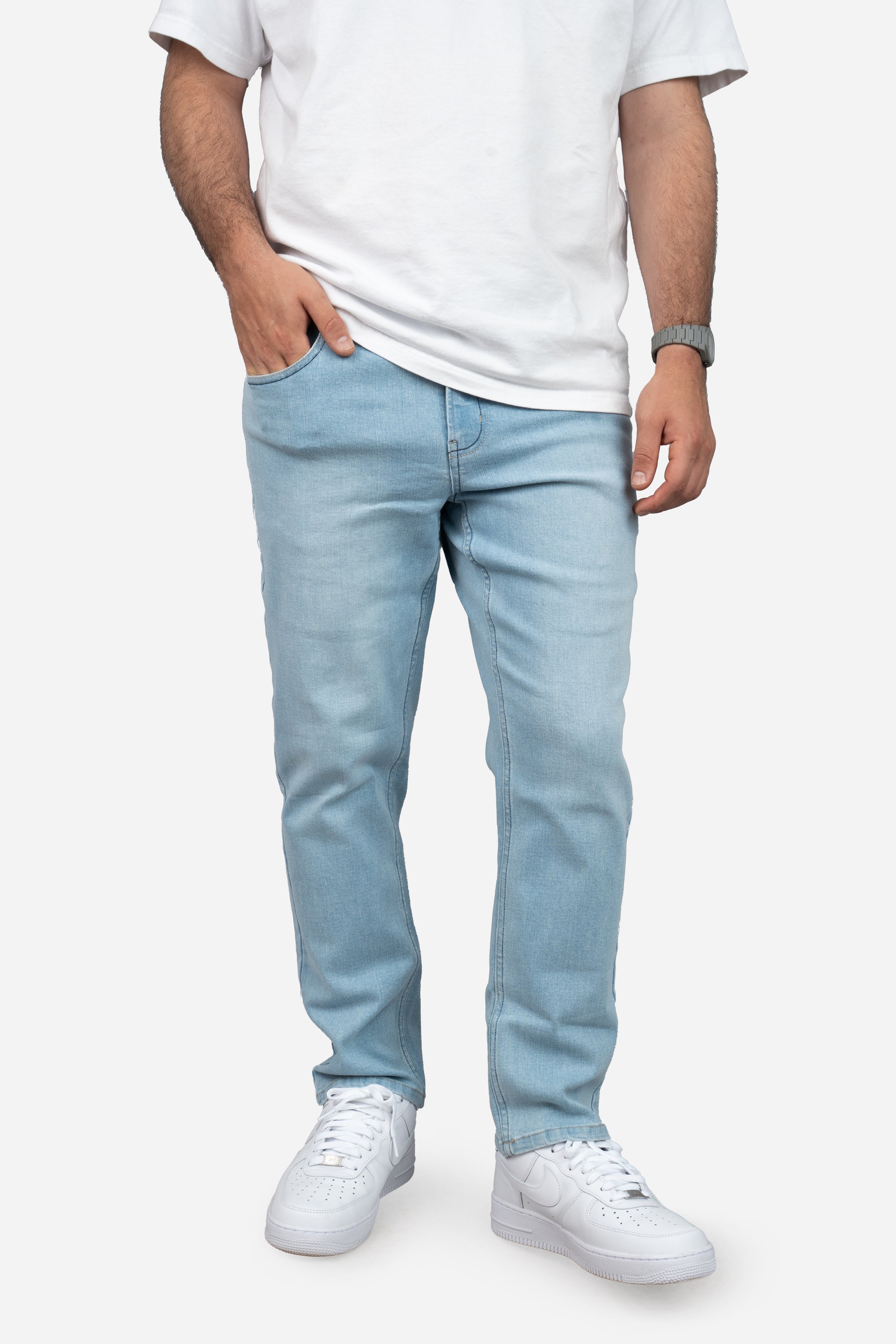 Straight Fit Stretch Jeans Light Wash