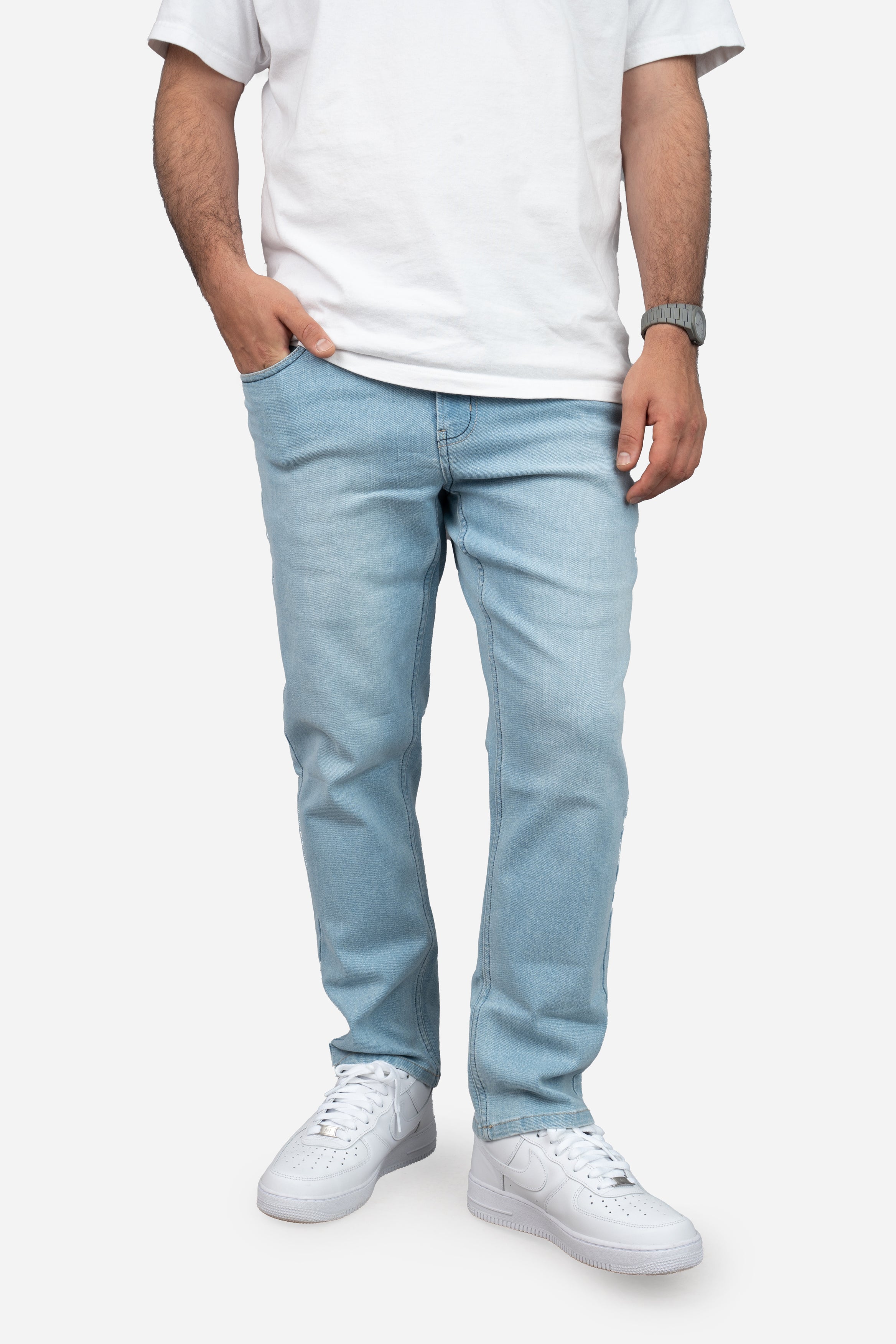Straight Fit Stretch Jeans Light Wash