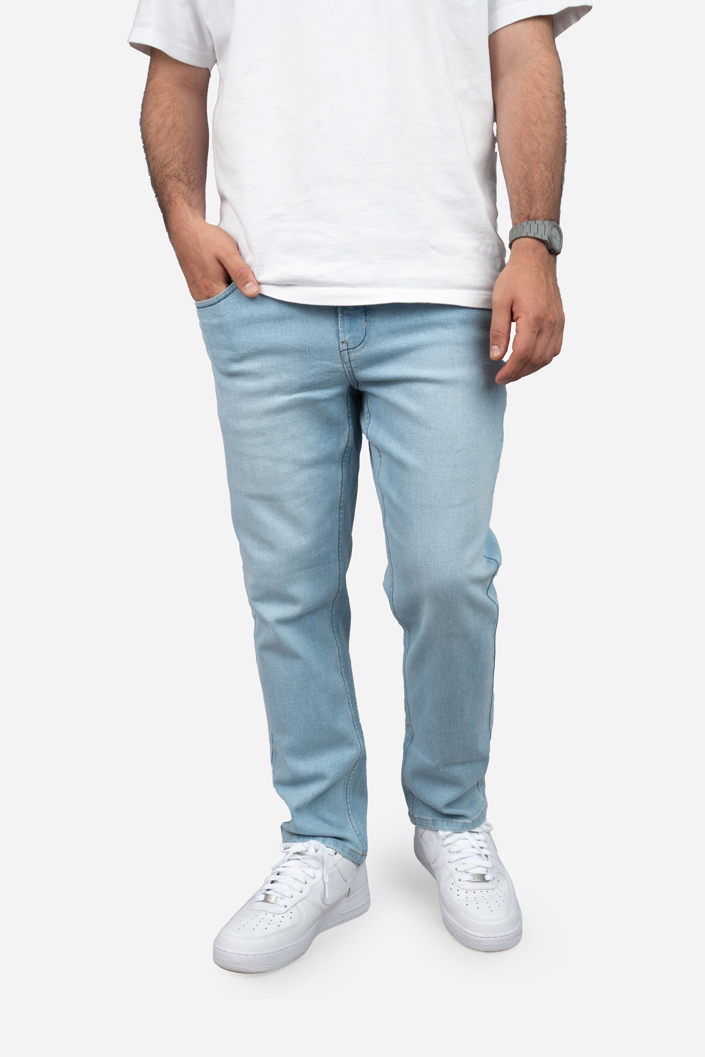 Straight Fit Stretch Jeans Light Wash