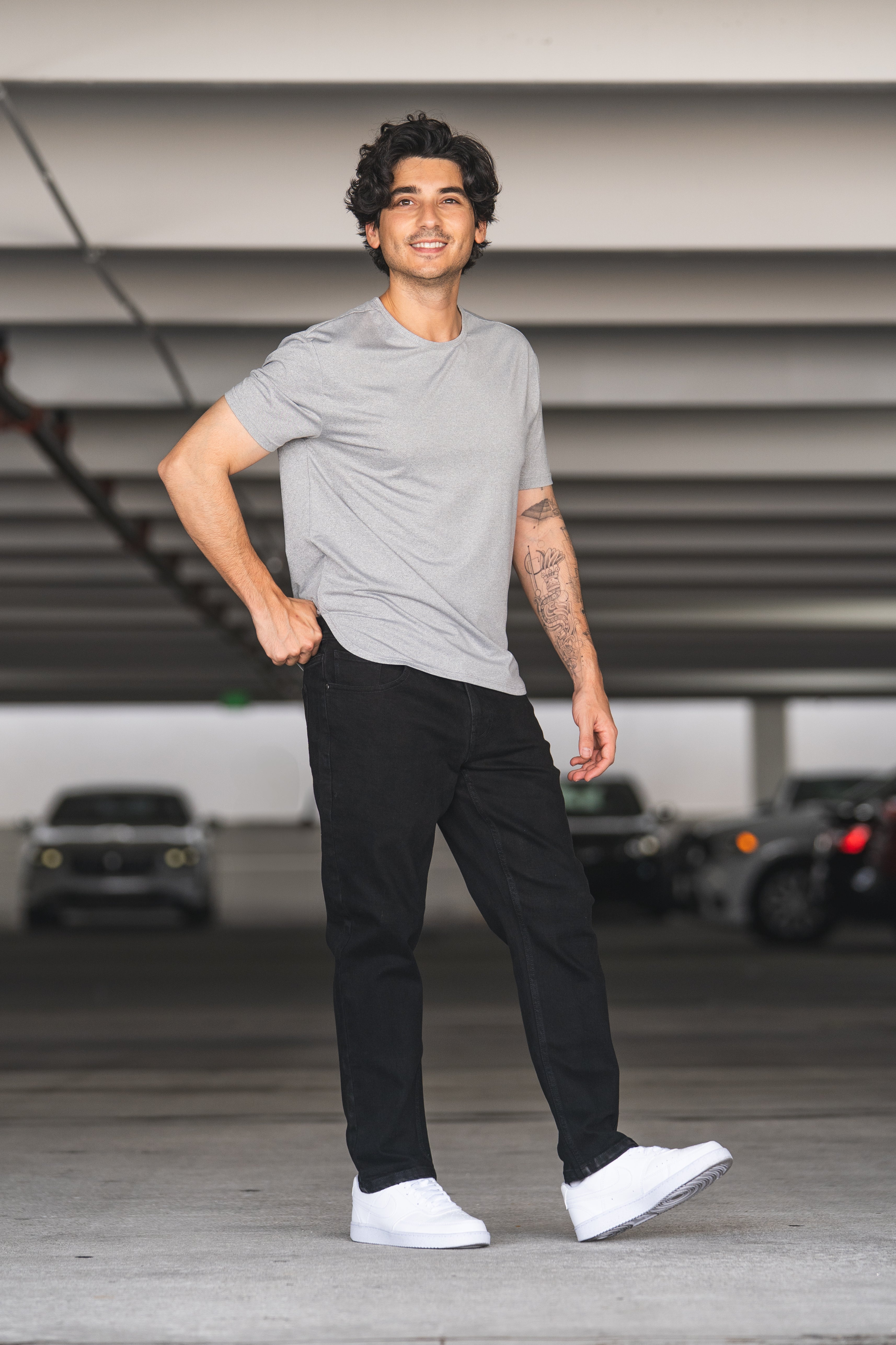 Straight Fit Stretch Jeans Black