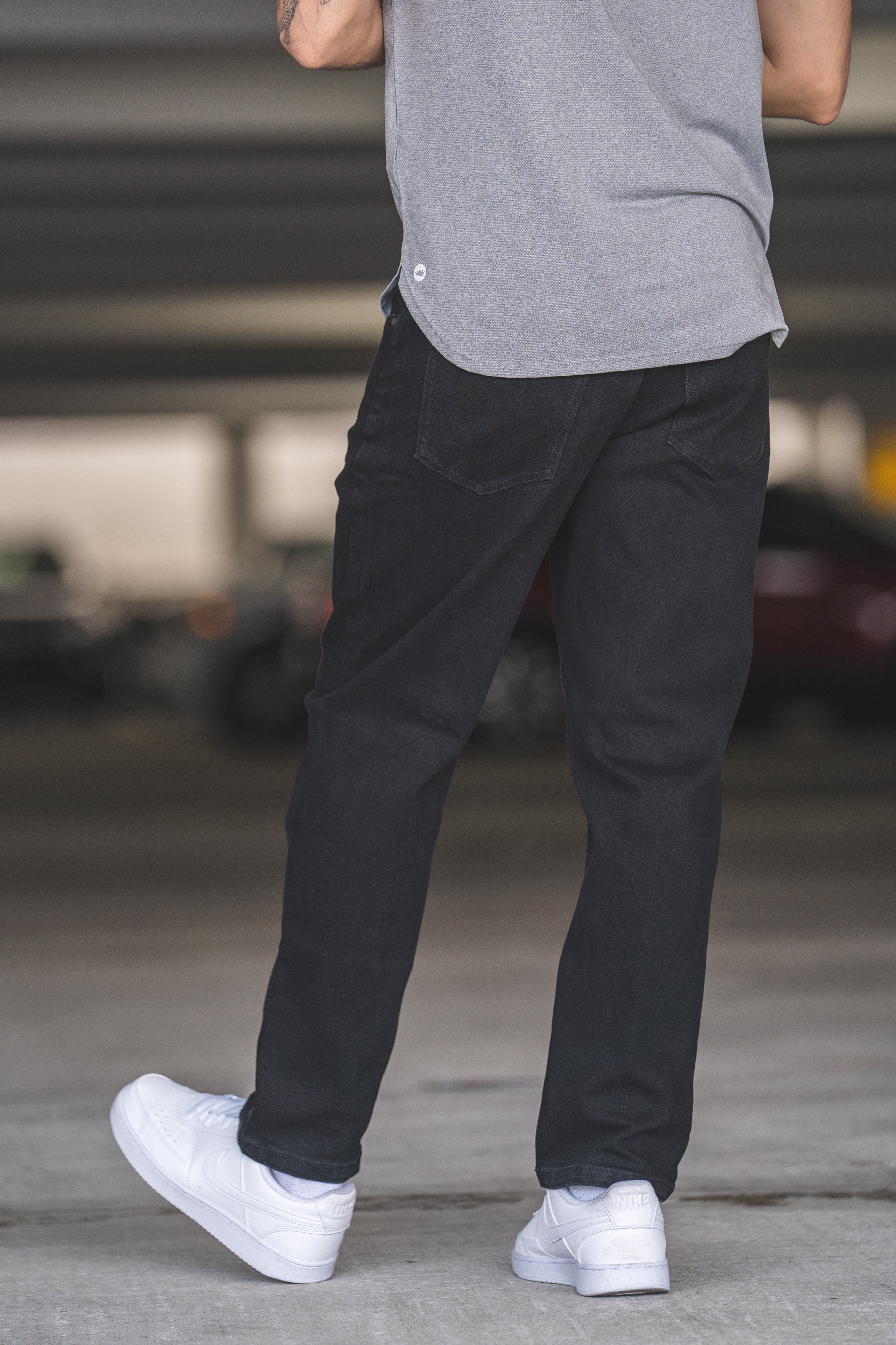 Straight Fit Stretch Jeans Black