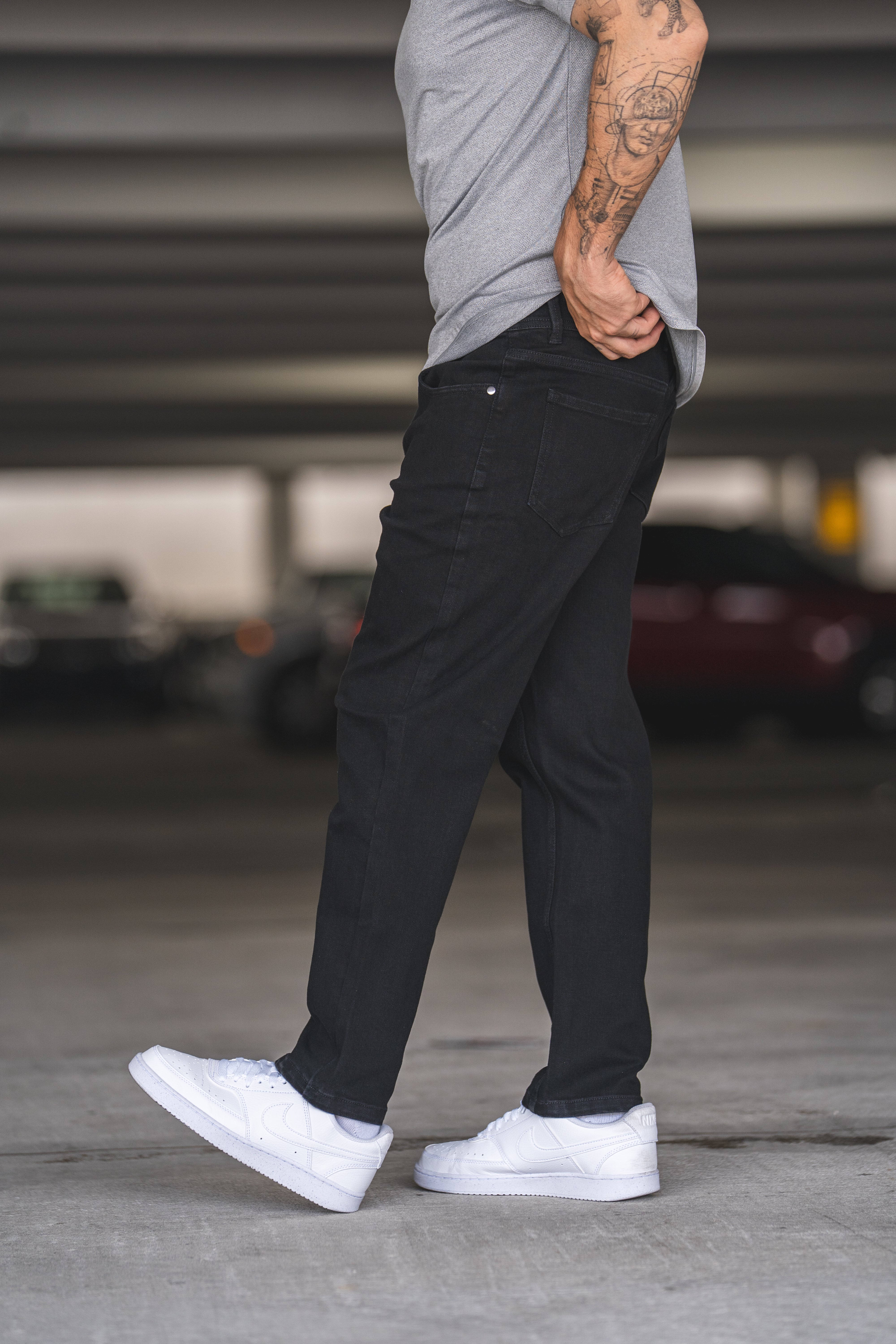 Straight Fit Stretch Jeans Black