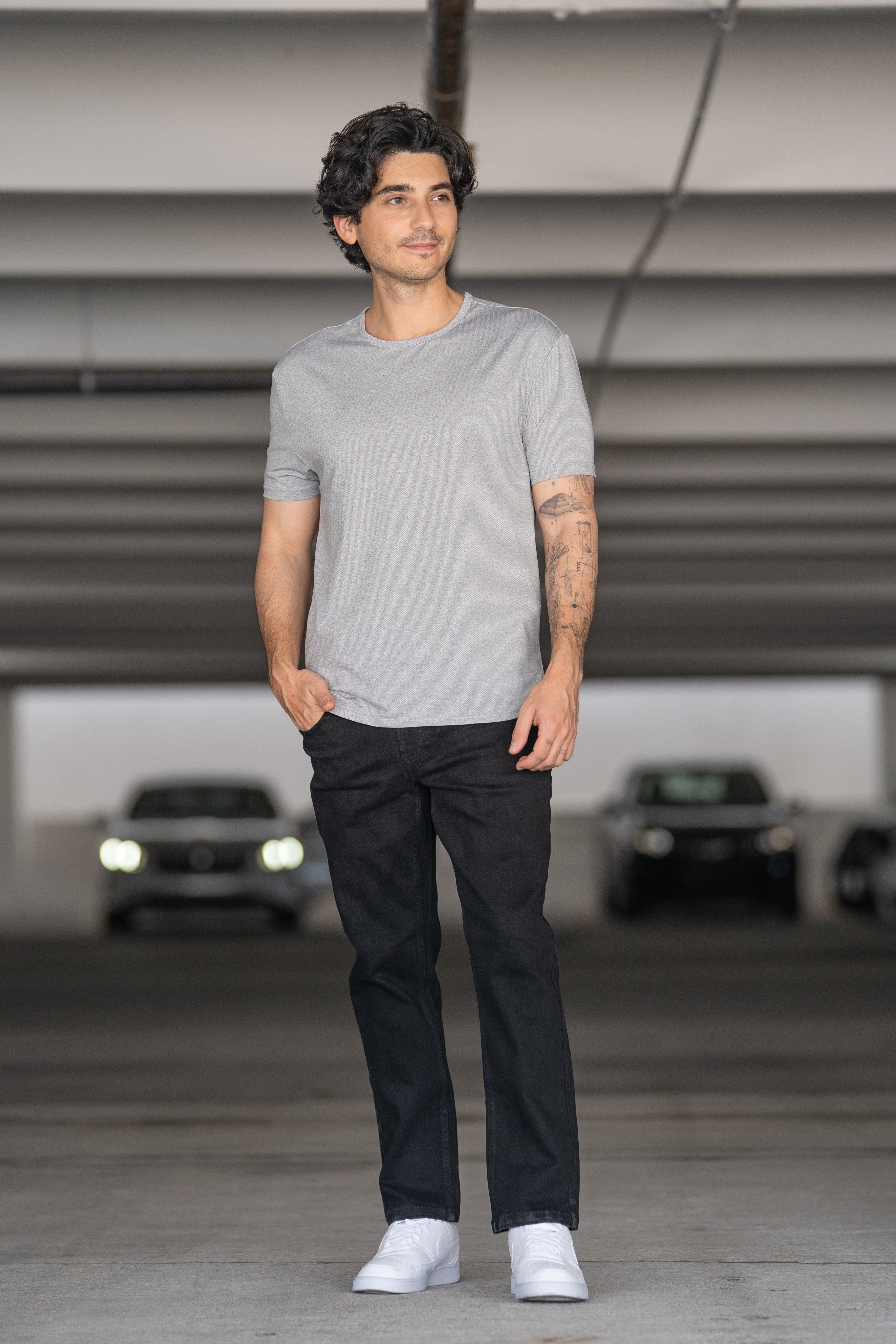 Straight Fit Stretch Jeans Black