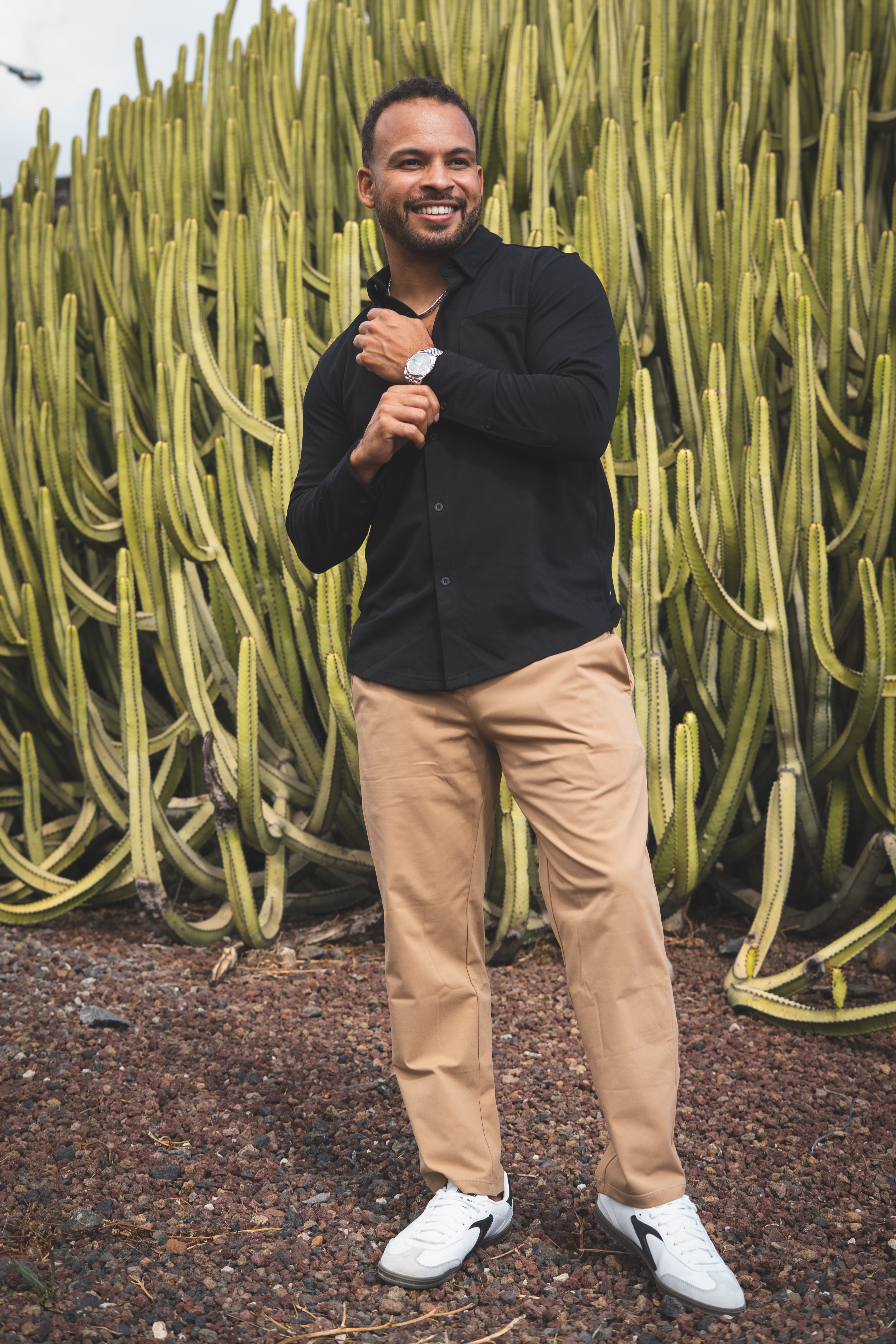 Performance Pique Button Down Shirt Black