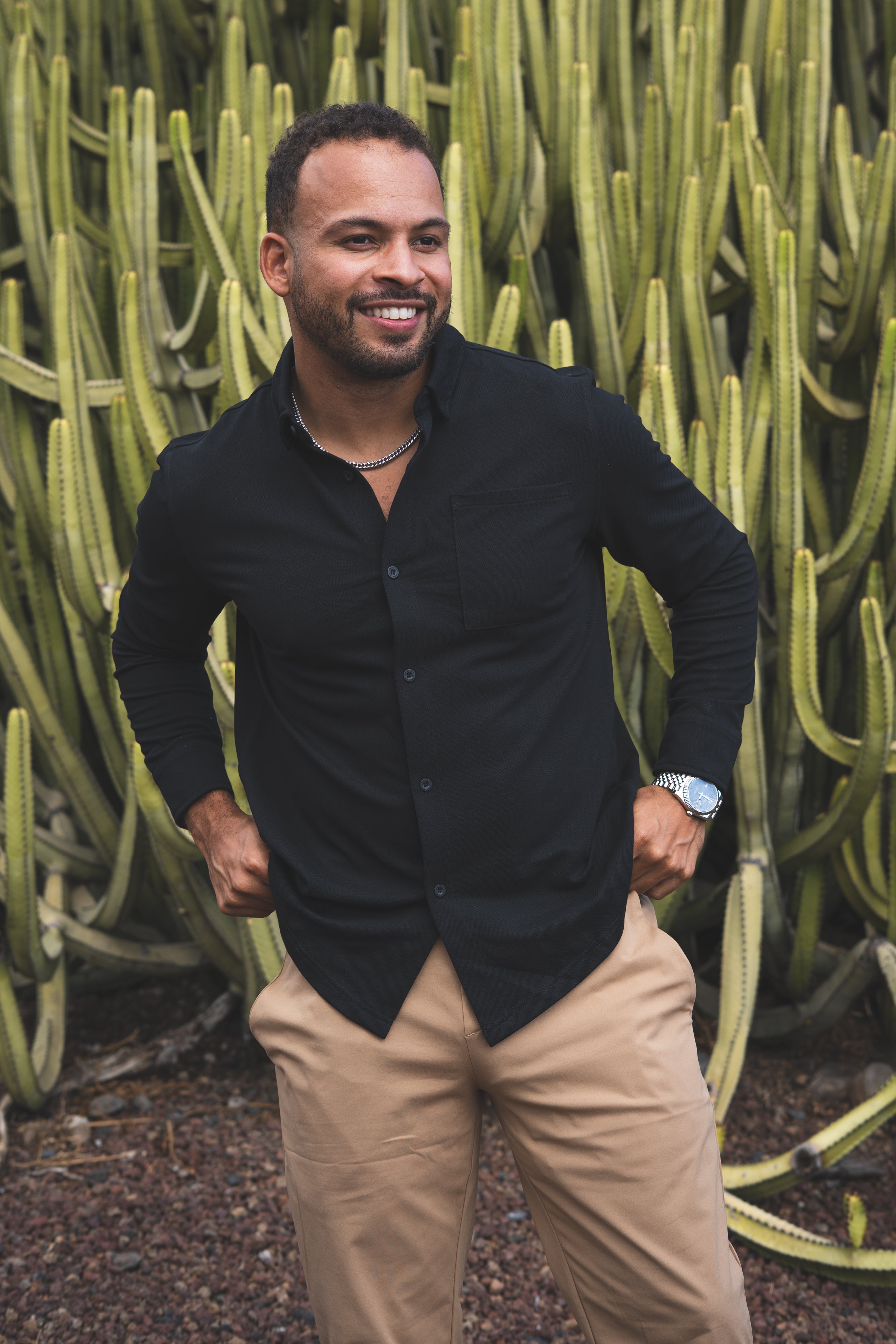 Performance Pique Button Down Shirt Black