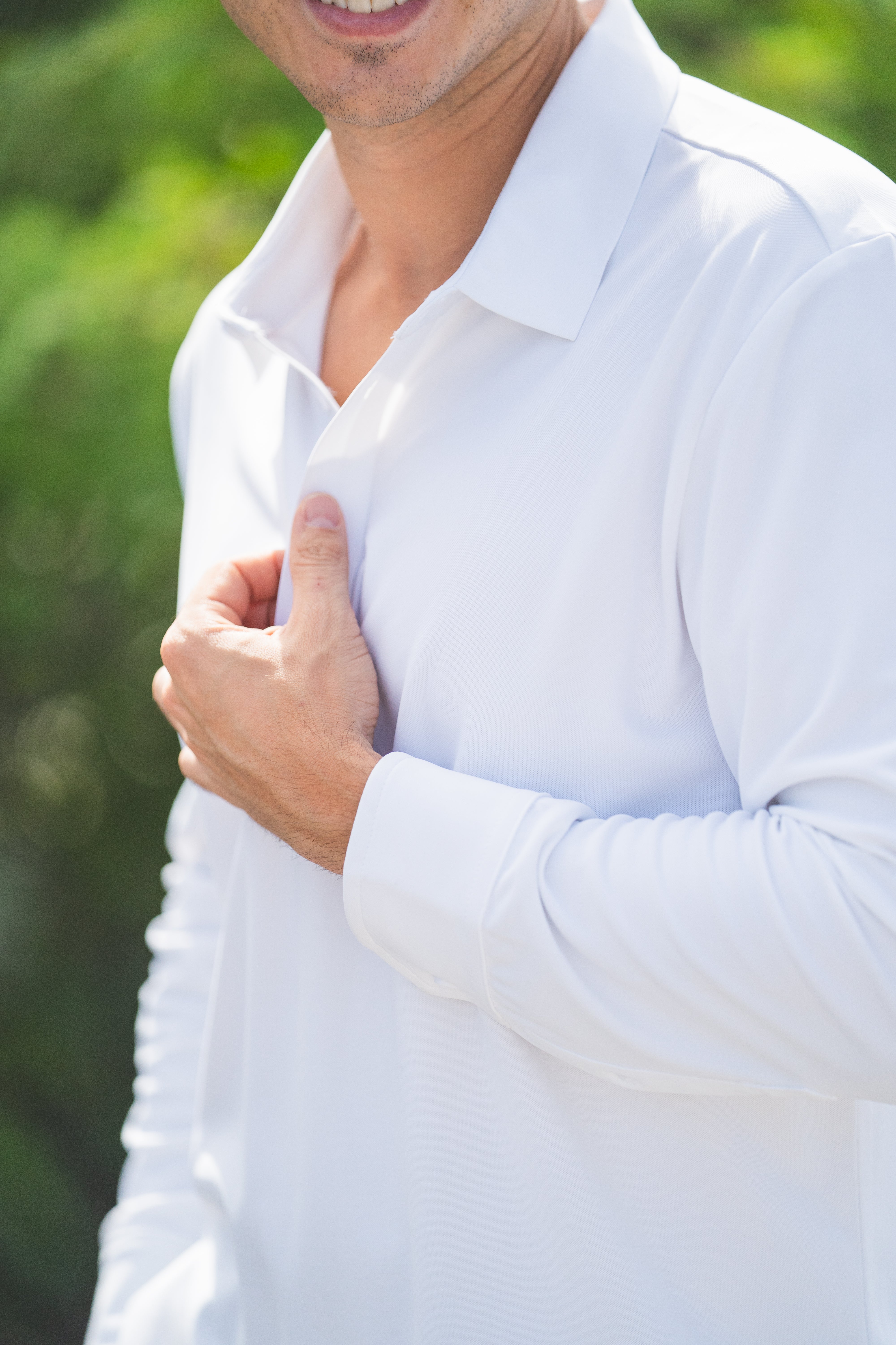 Long Sleeve Tech Polo White
