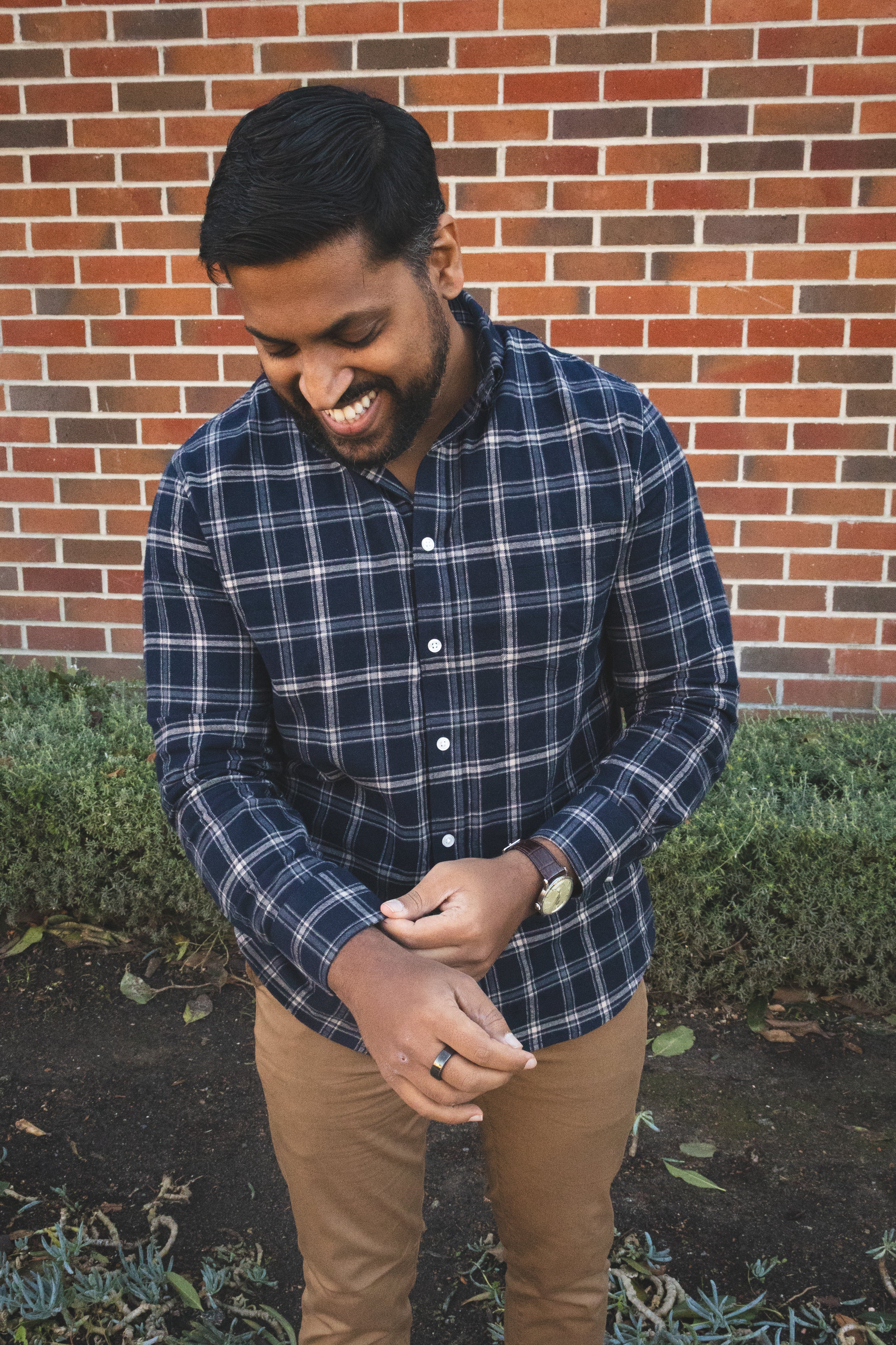 Flannel Button Down Shirt Navy