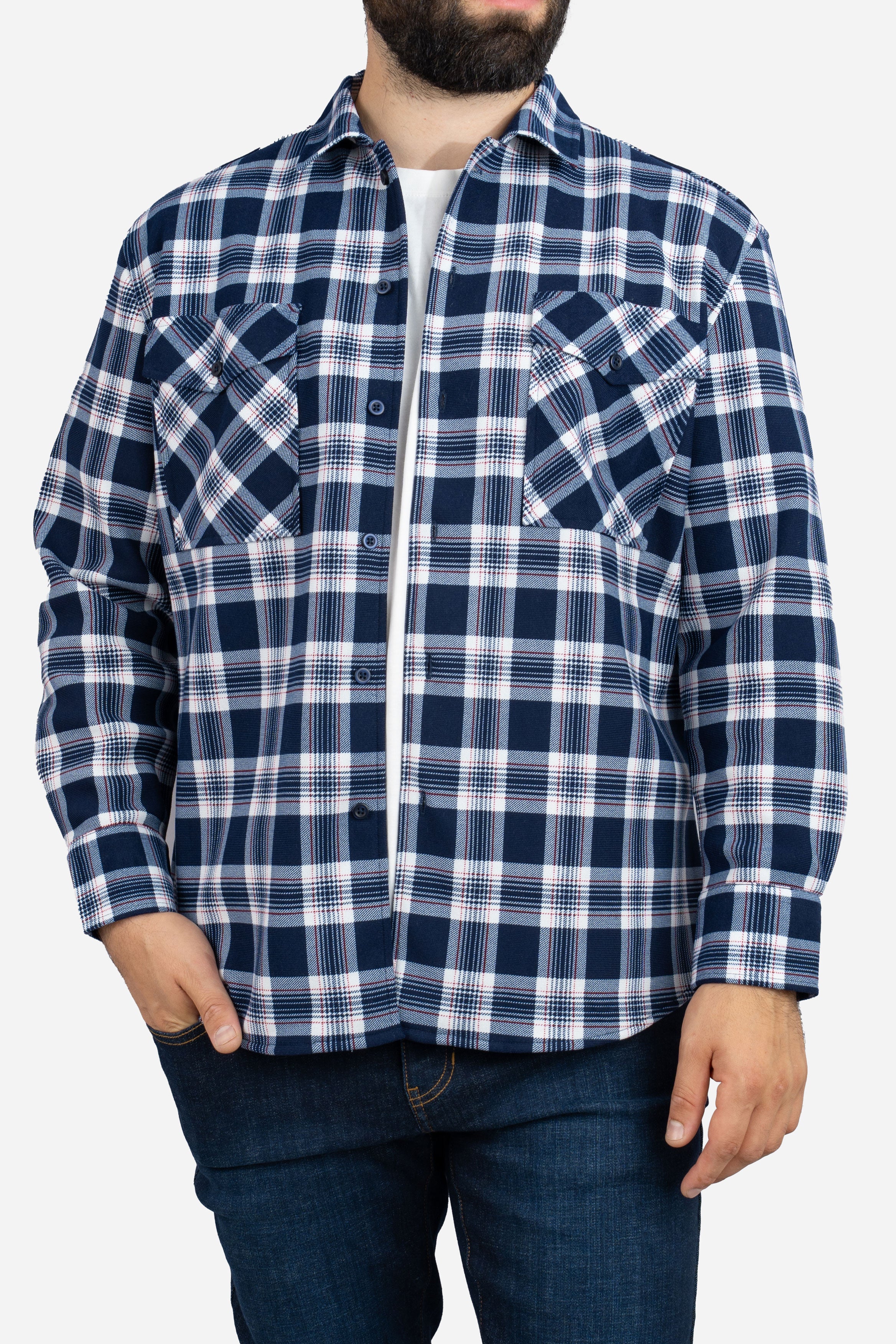 Cozy Overshirt Navy Plaid