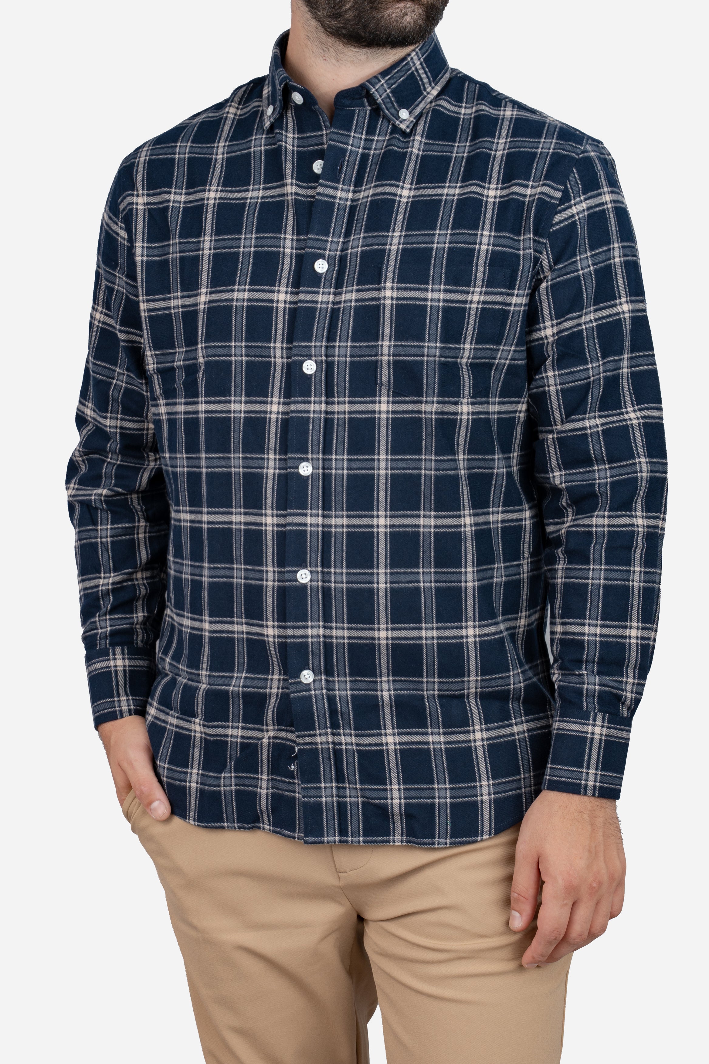 Flannel Button Down Shirt Navy