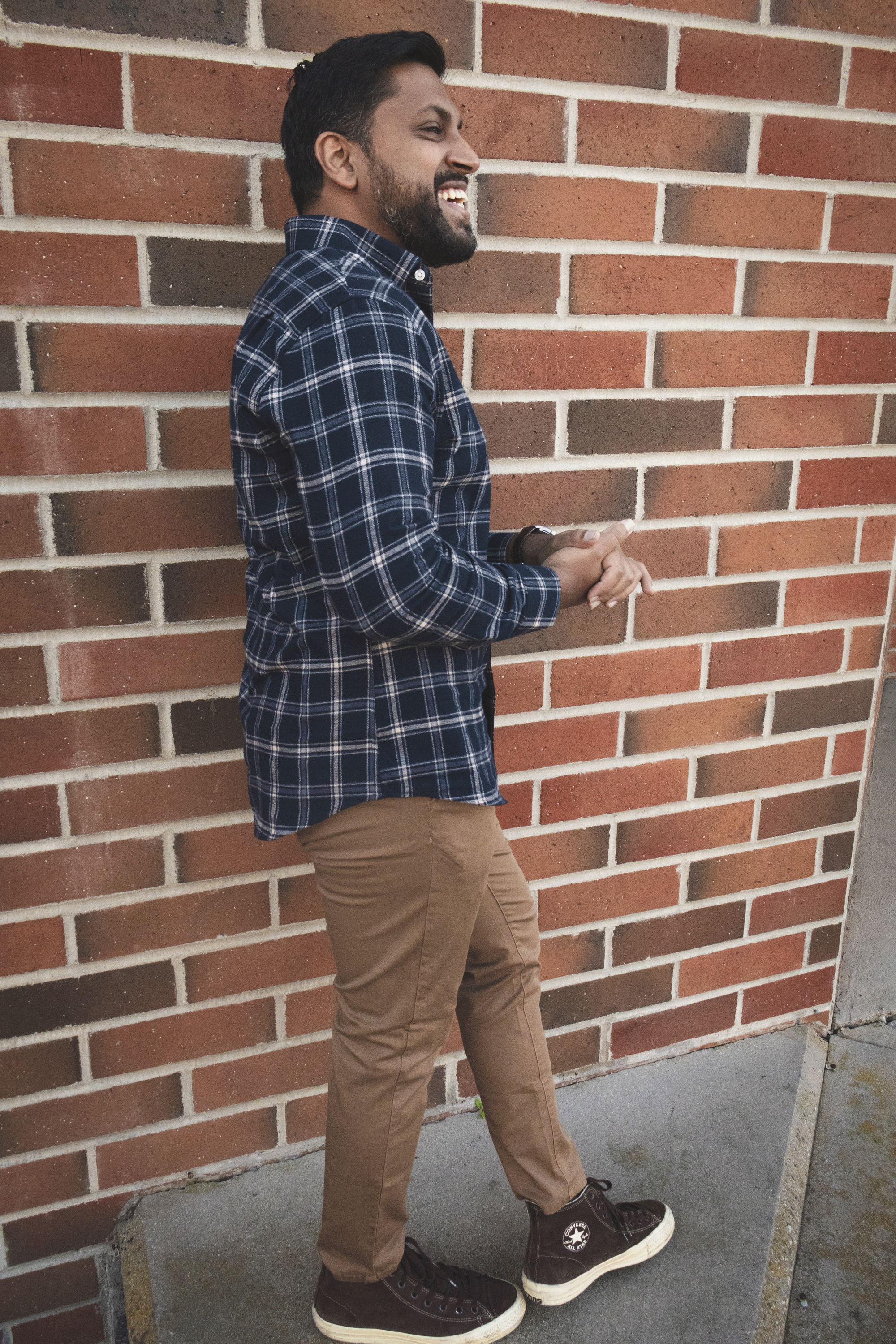 Flannel Button Down Shirt Navy