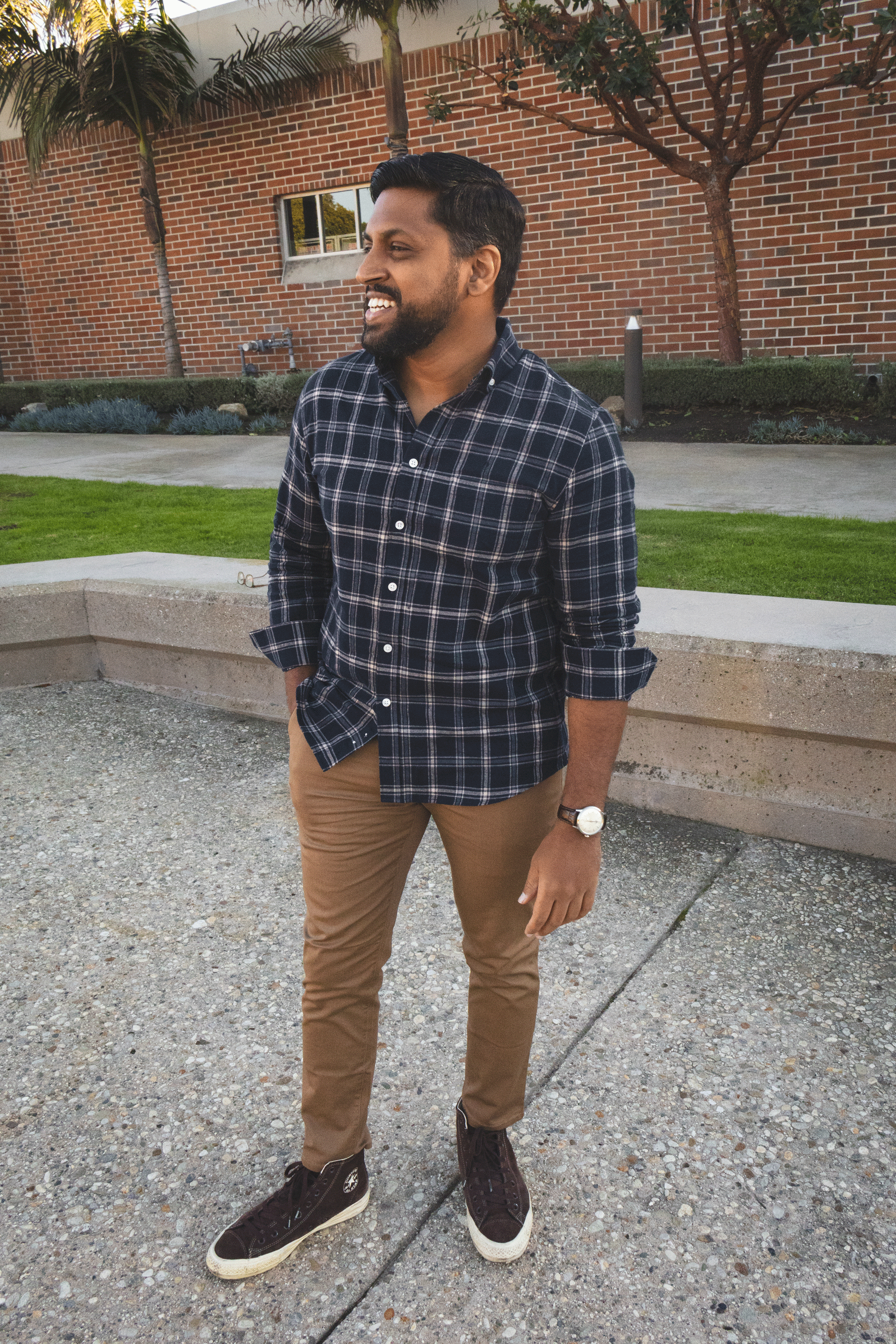 Flannel Button Down Shirt Navy