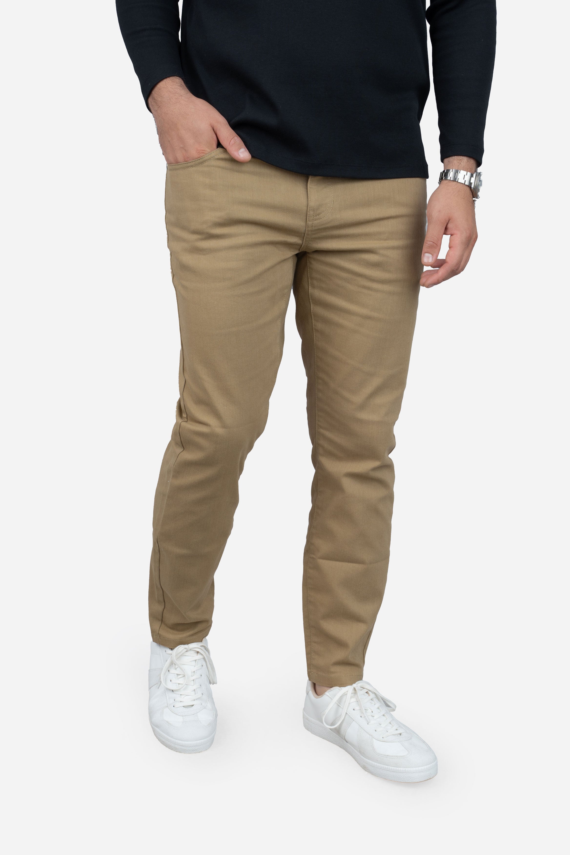 Garment Dyed Stretch Jeans Biscuit