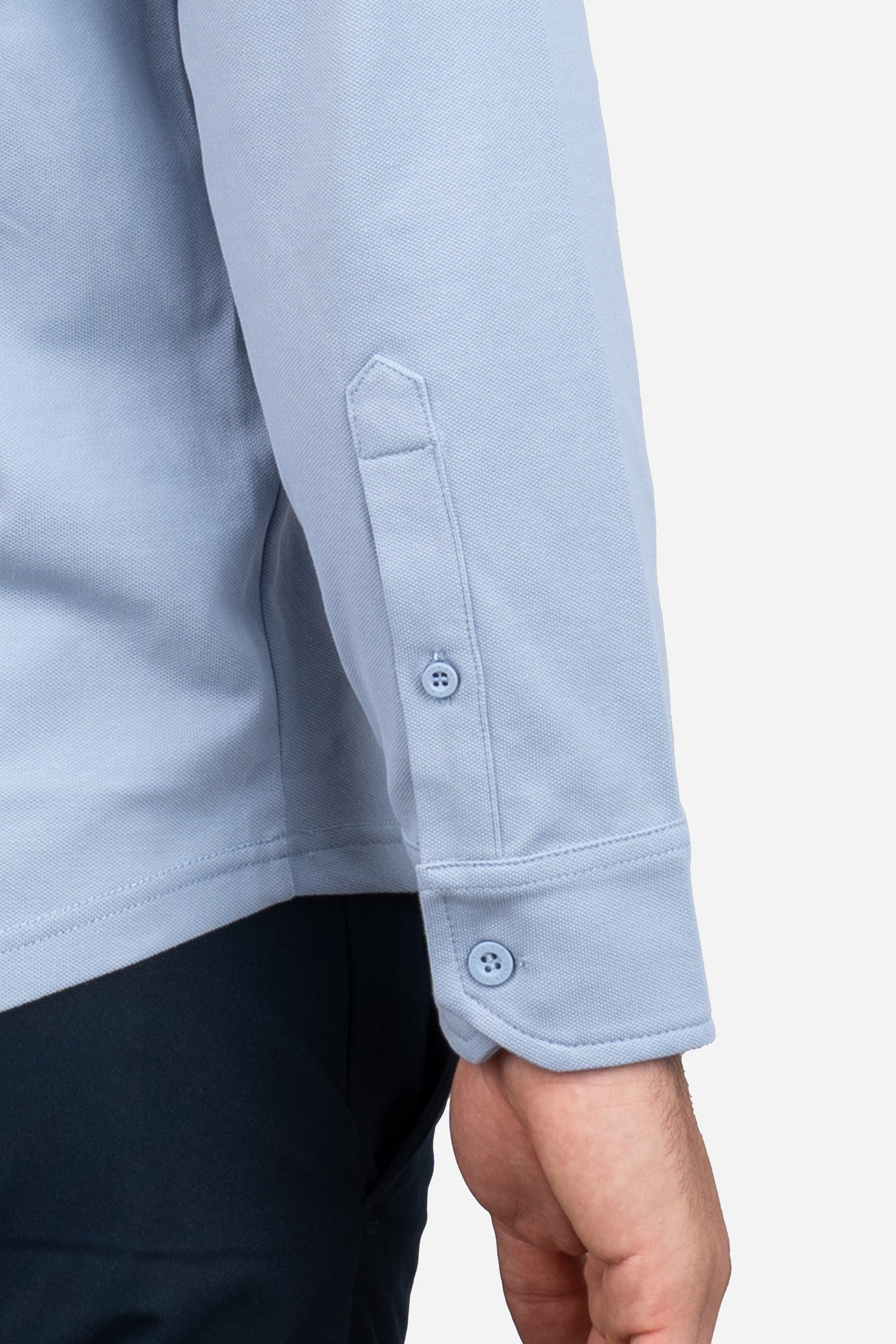 Performance Pique Button Down Shirt Light Blue