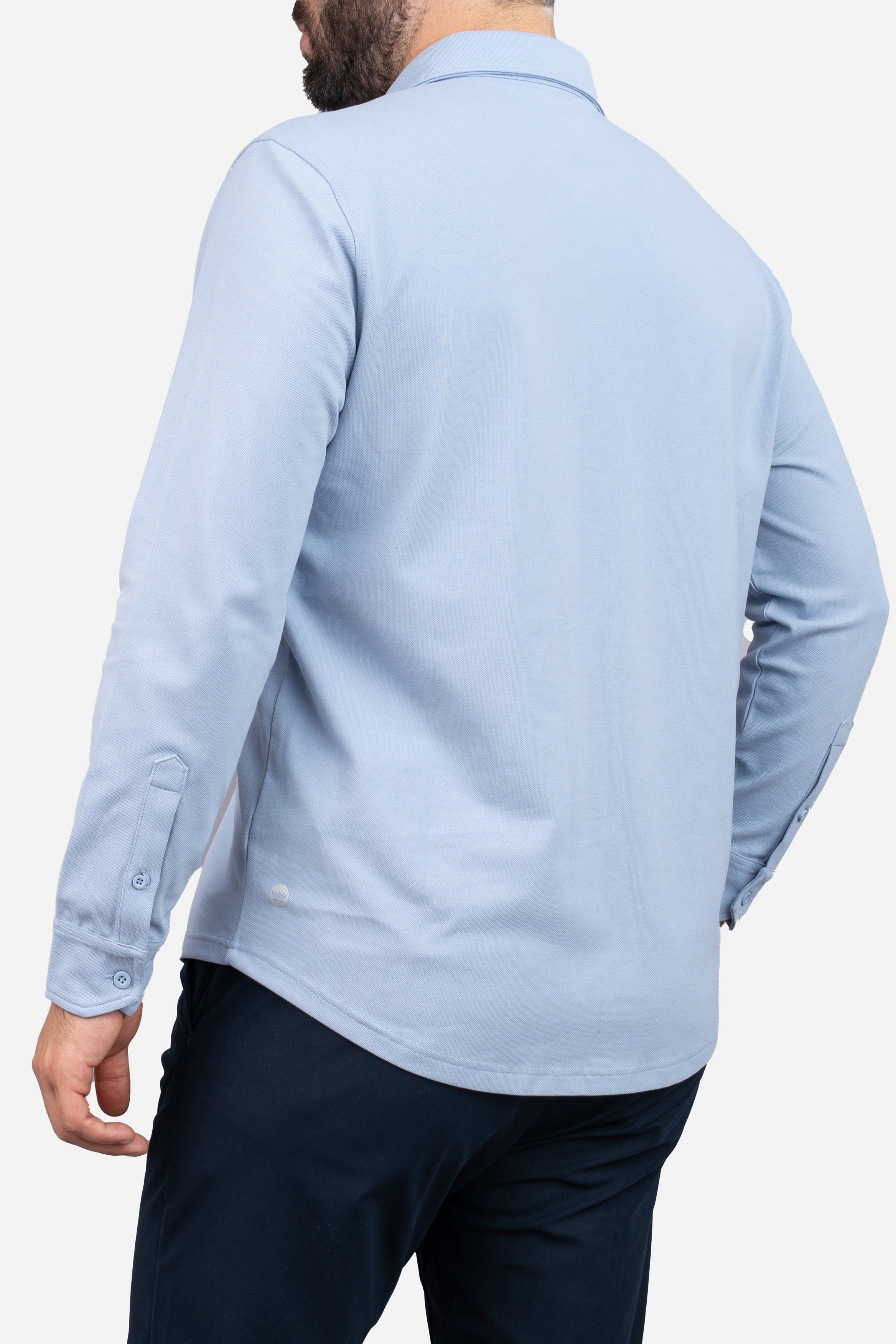 Performance Pique Button Down Shirt Light Blue