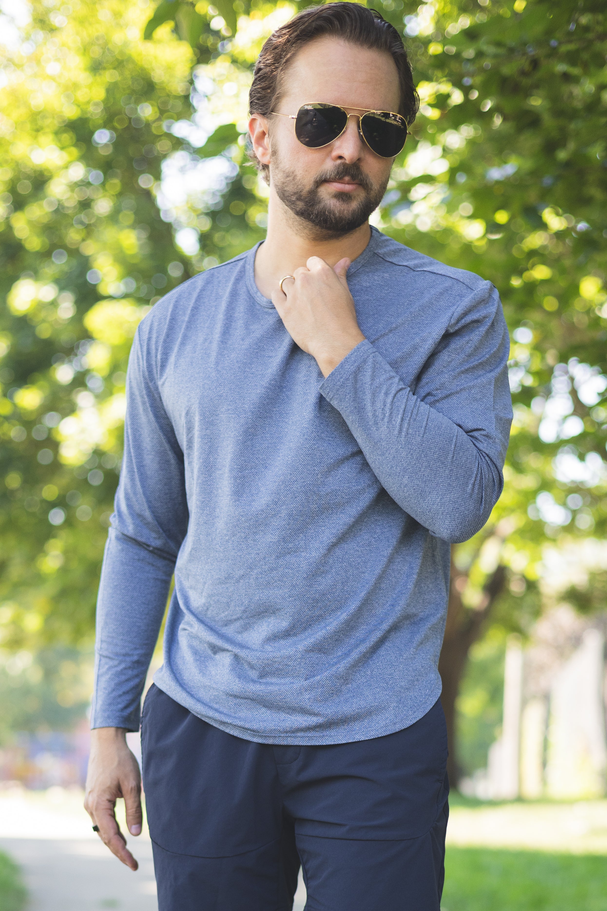 Long Sleeve Running T-Shirt Navy