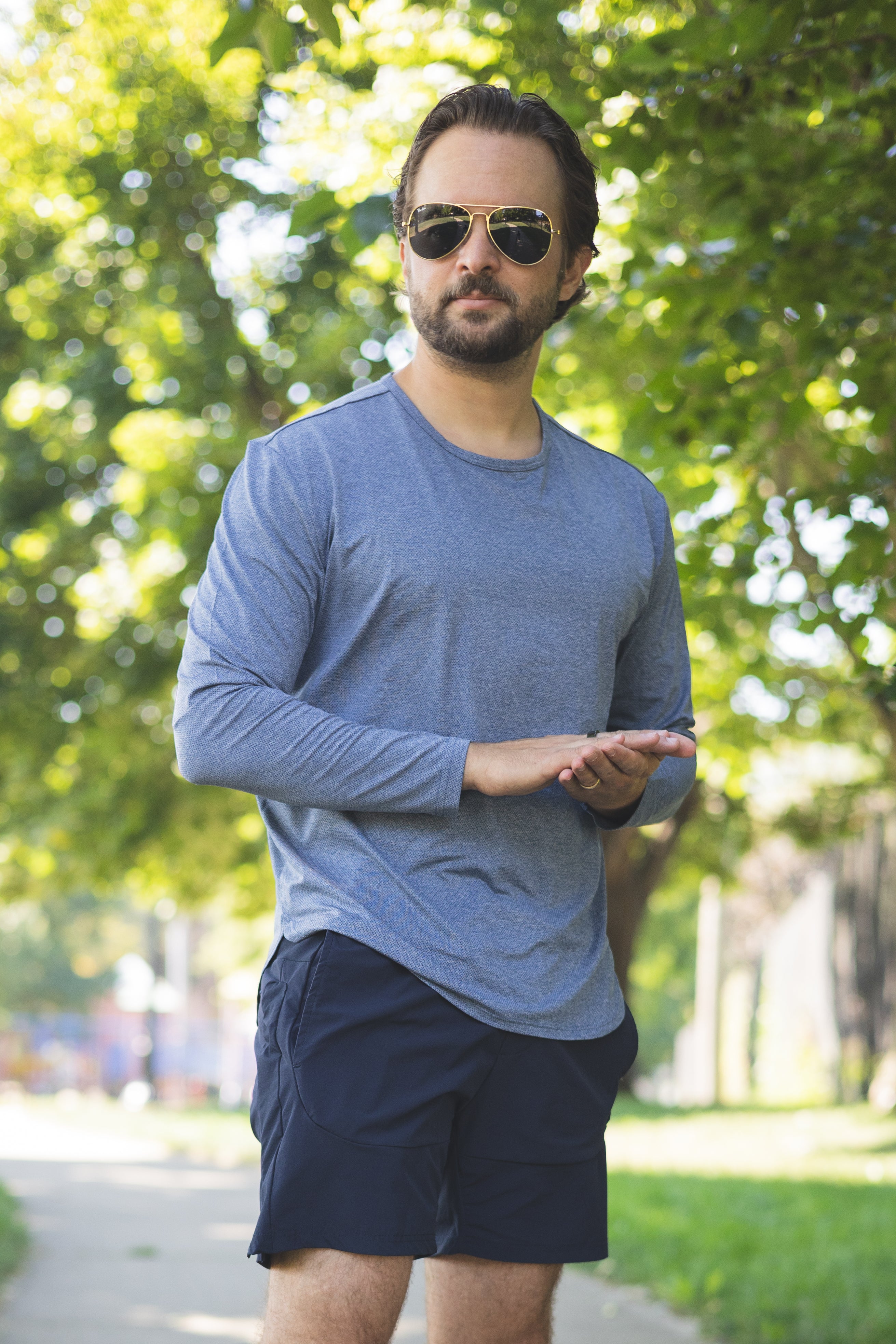 Long Sleeve Running T-Shirt Navy