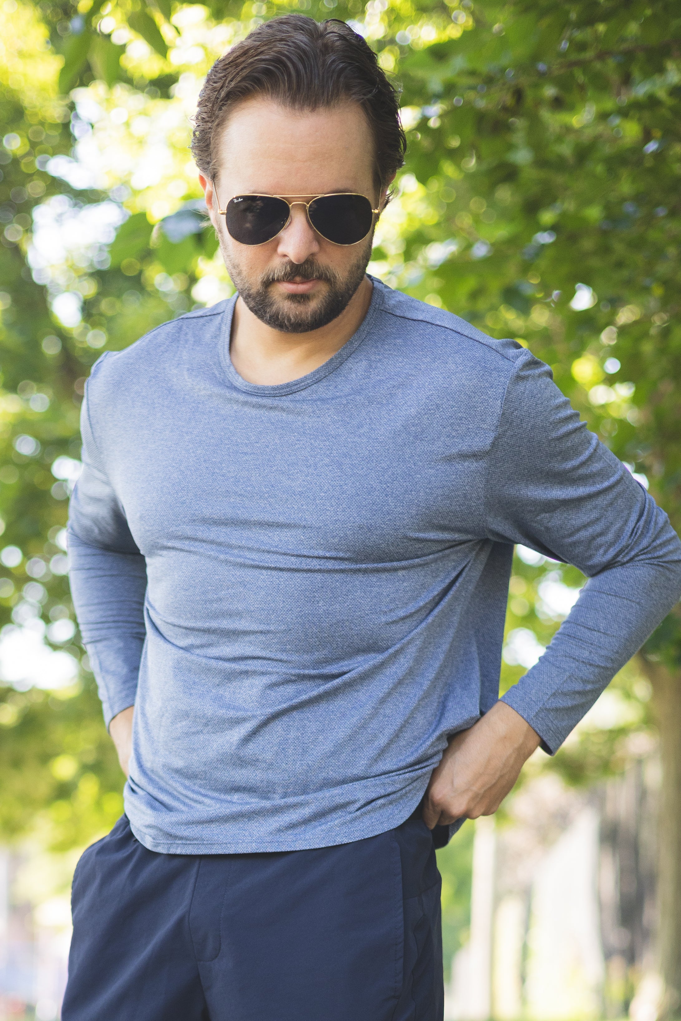 Long Sleeve Running T-Shirt Navy