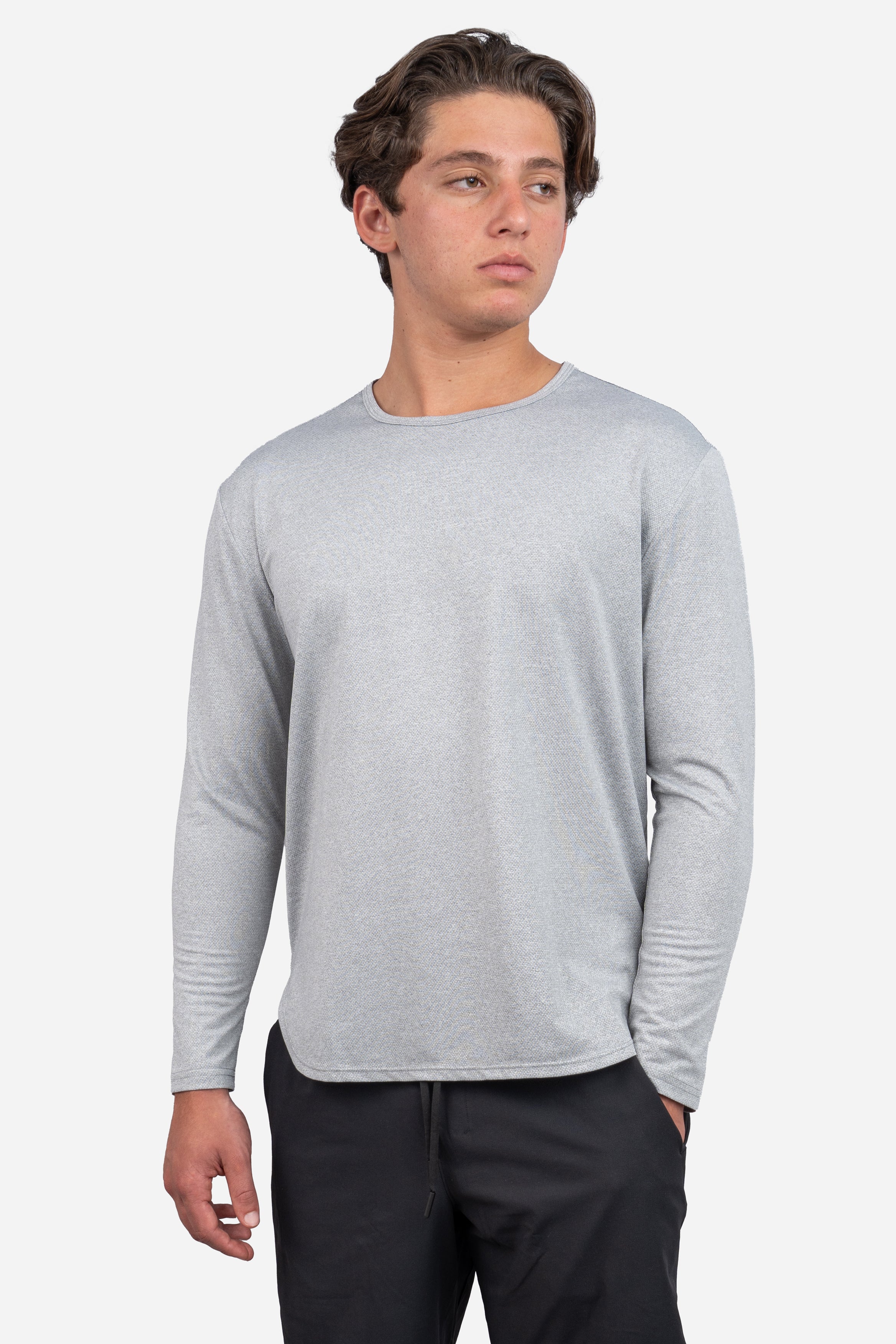 Long Sleeve Running T-Shirt Light Gray