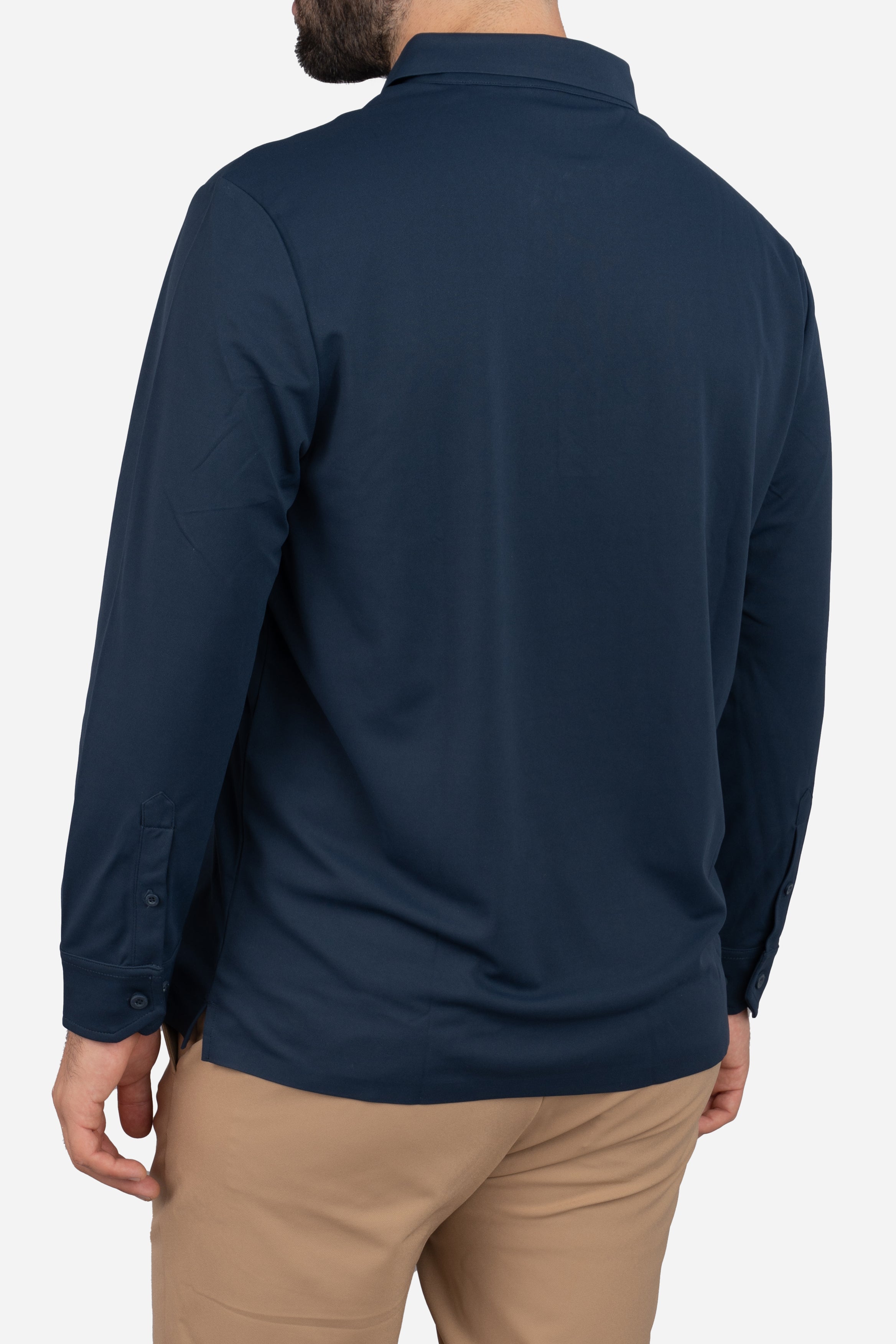 Long Sleeve Tech Polo Navy