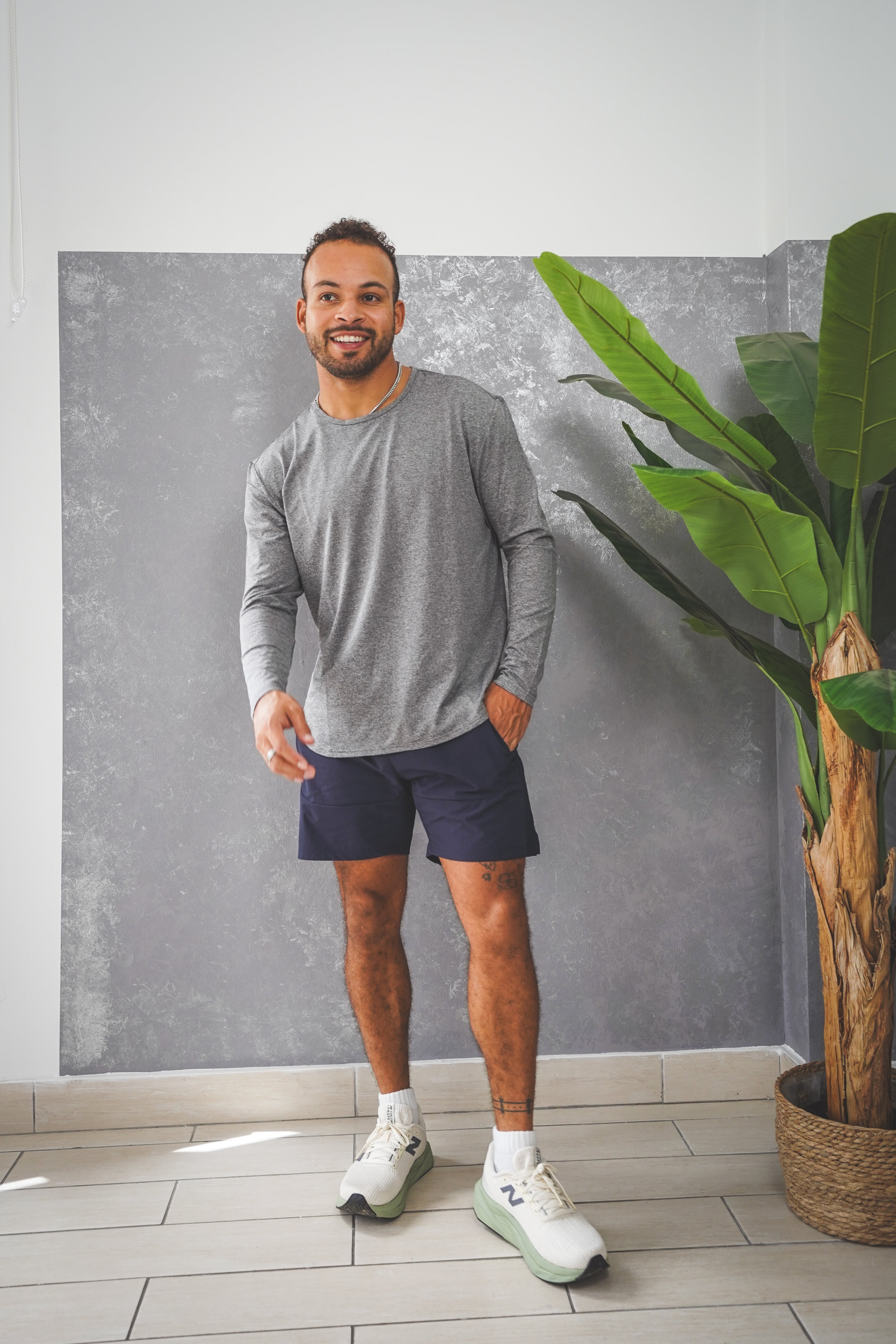 Long Sleeve Running T-Shirt Charcoal