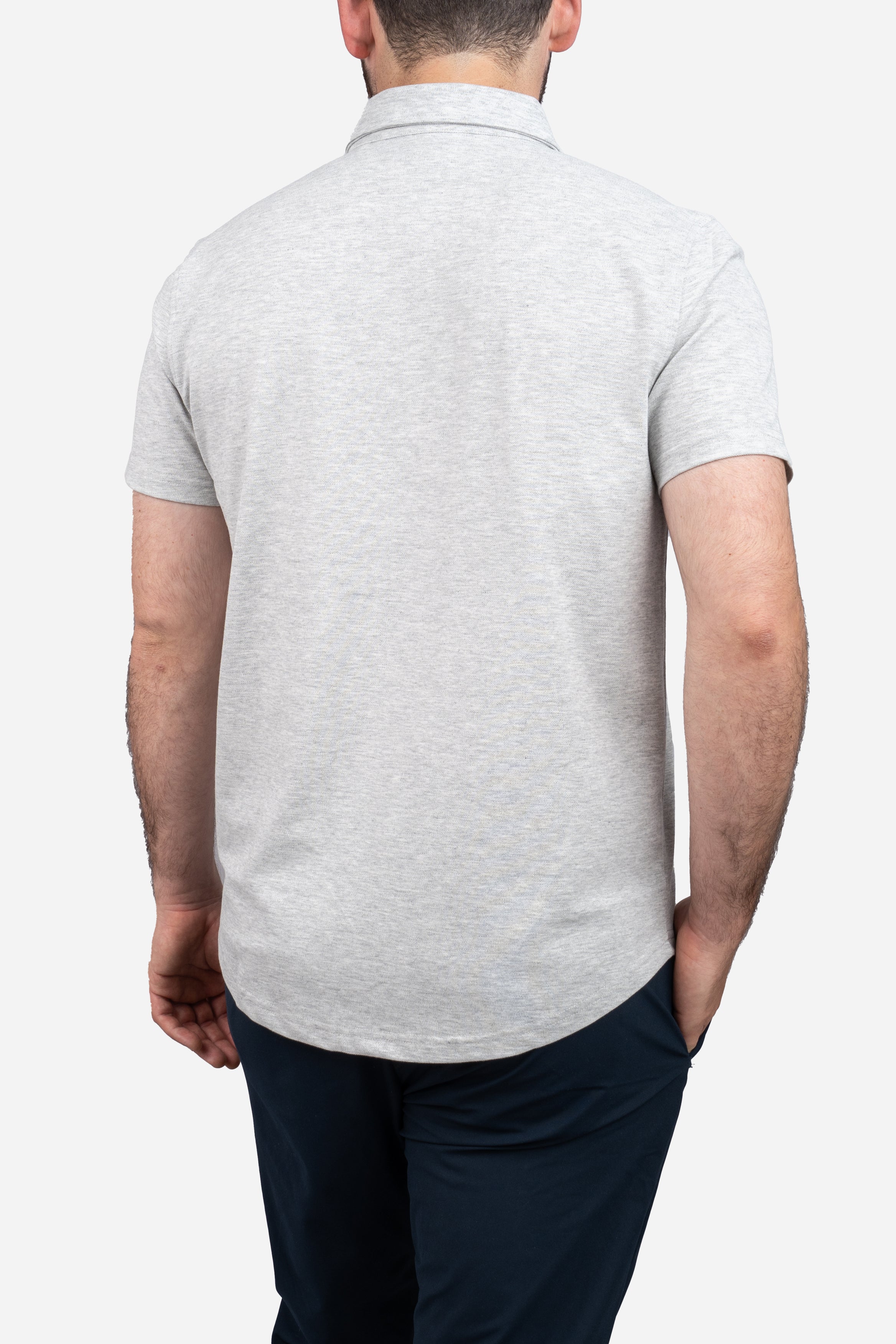 Performance Pique Short Sleeve Button Down Shirt Heather Gray