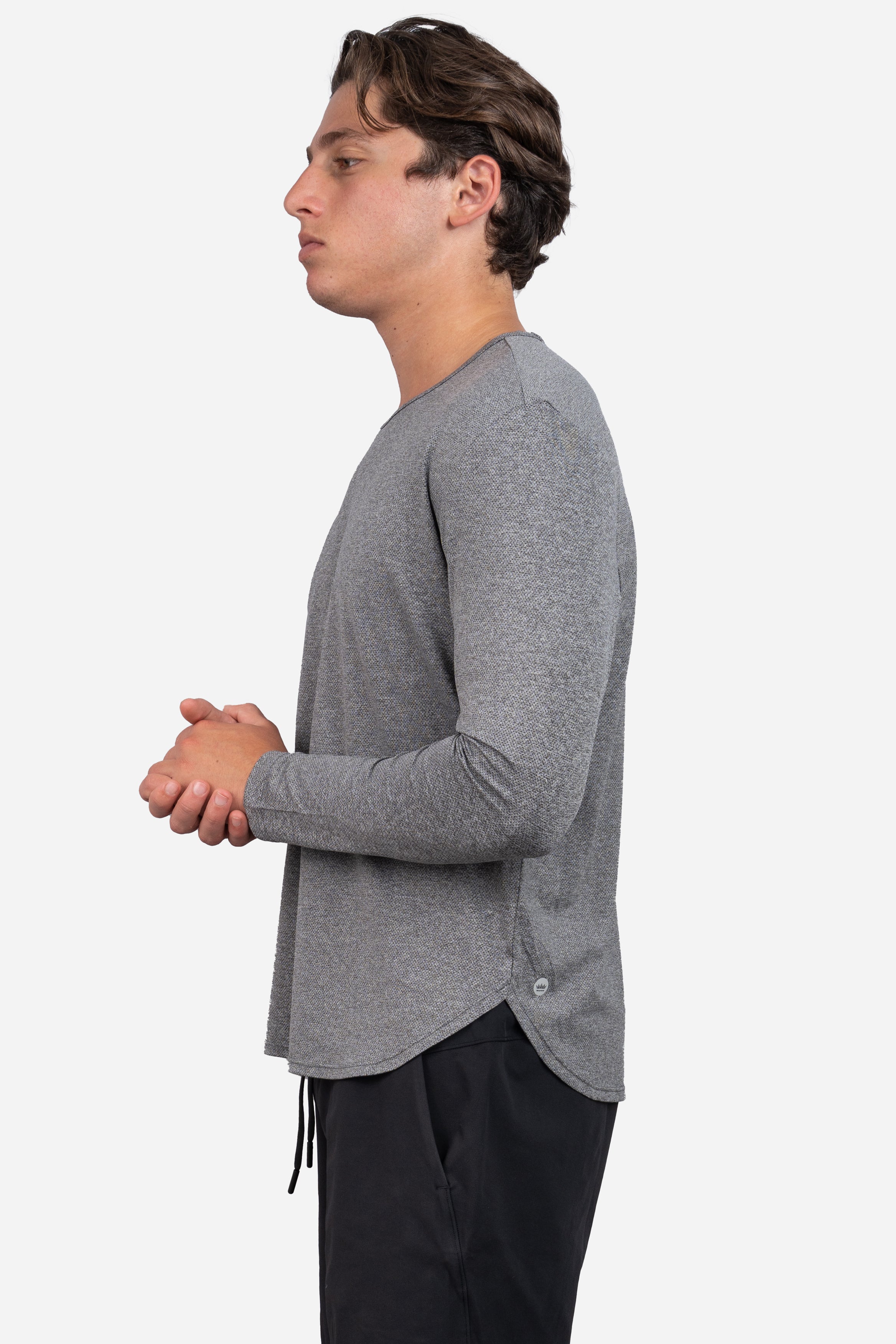 Long Sleeve Running T-Shirt Charcoal