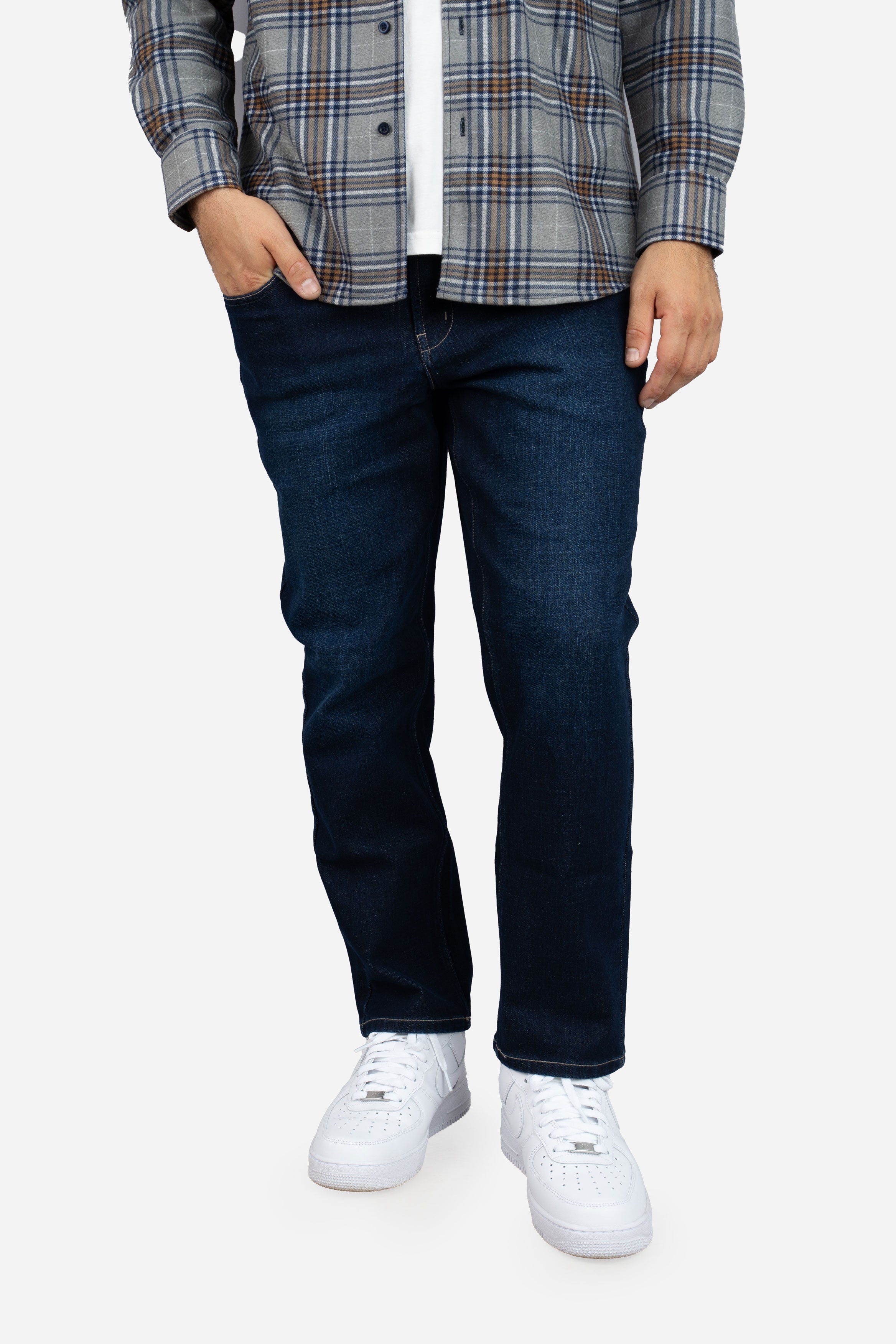 Straight Fit Stretch Jeans Dark Wash