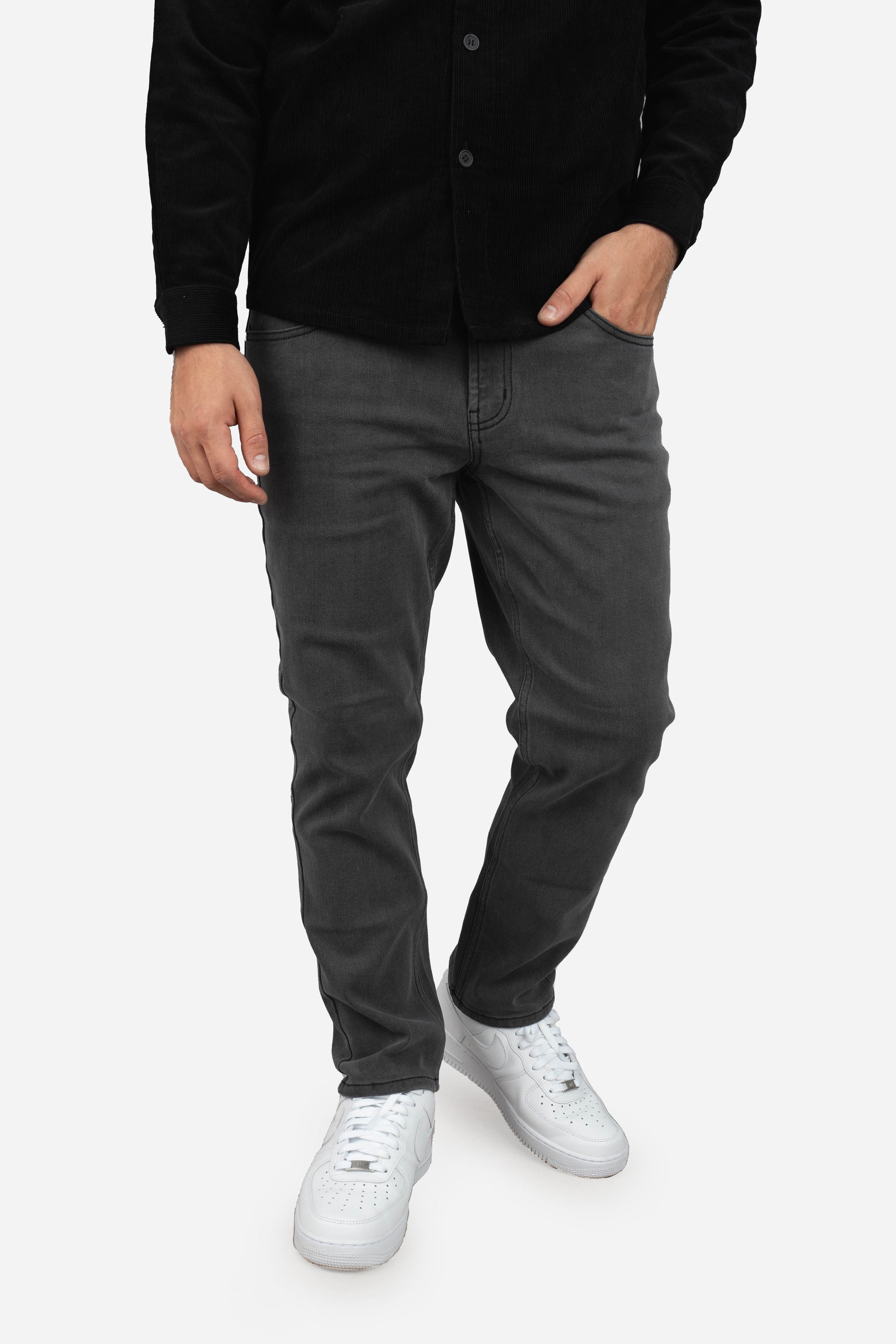 Straight Fit Stretch Jeans Gray