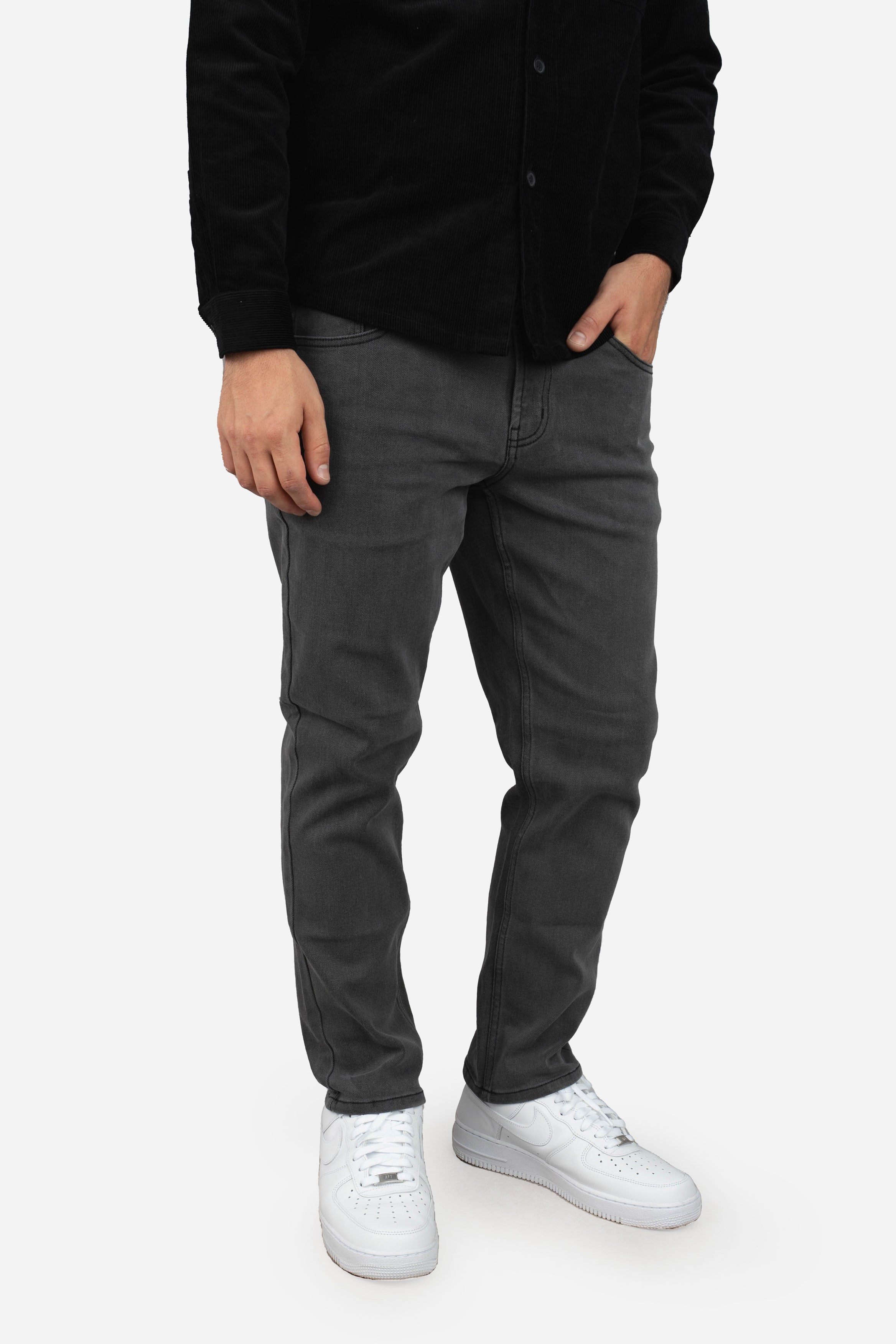 Straight Fit Stretch Jeans Gray