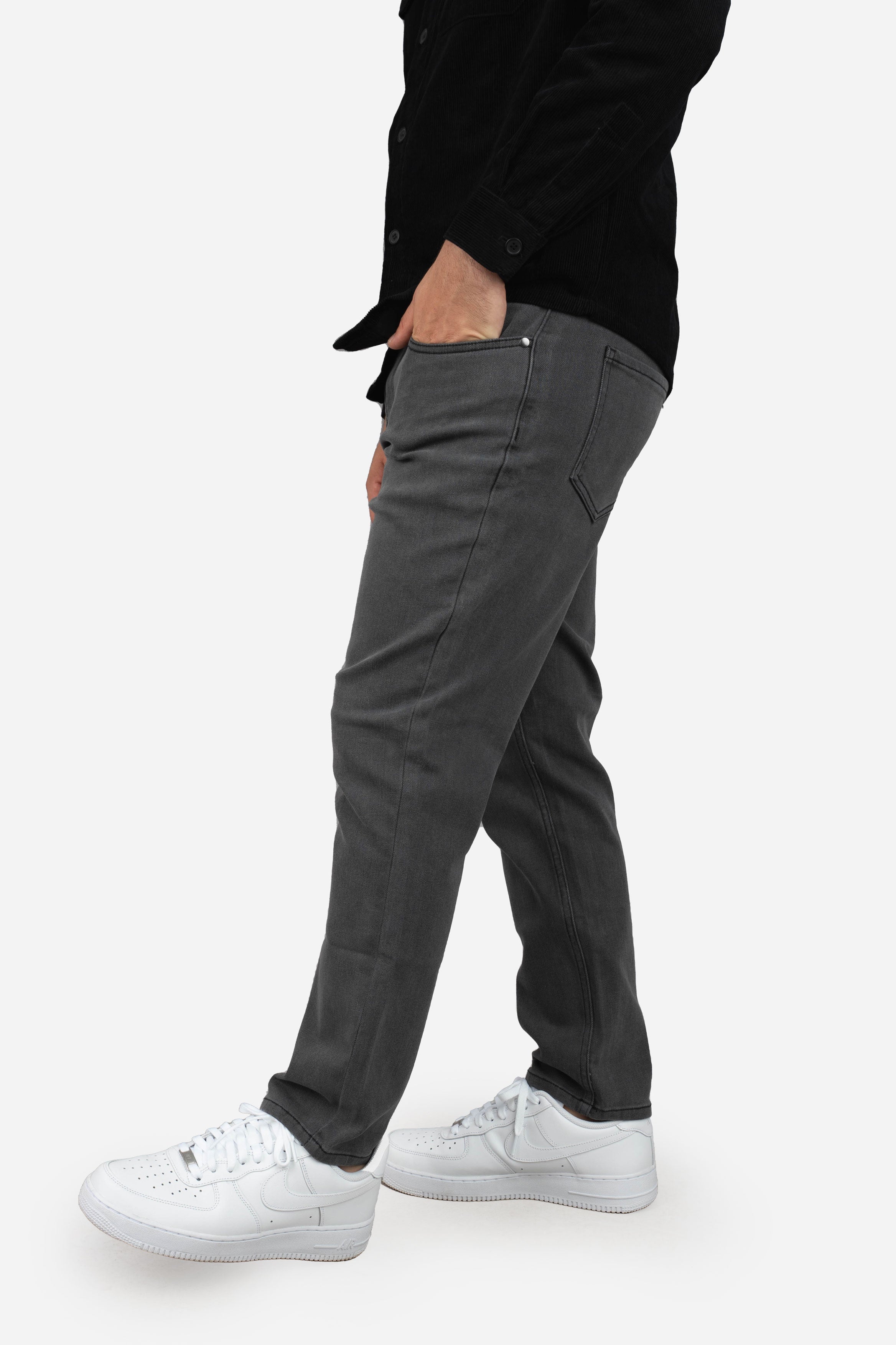 Straight Fit Stretch Jeans Gray