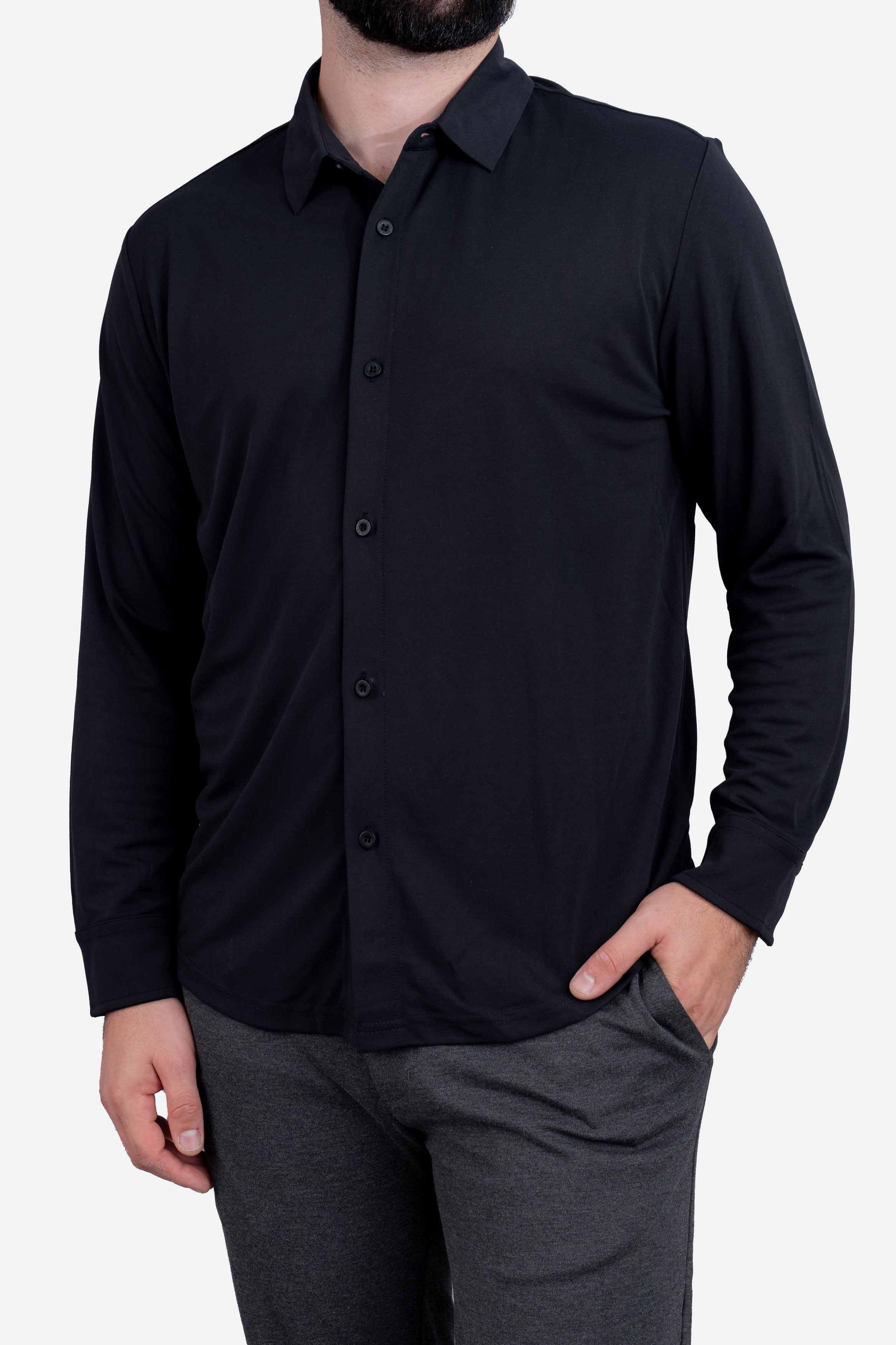 Tech Button Down Shirt Black