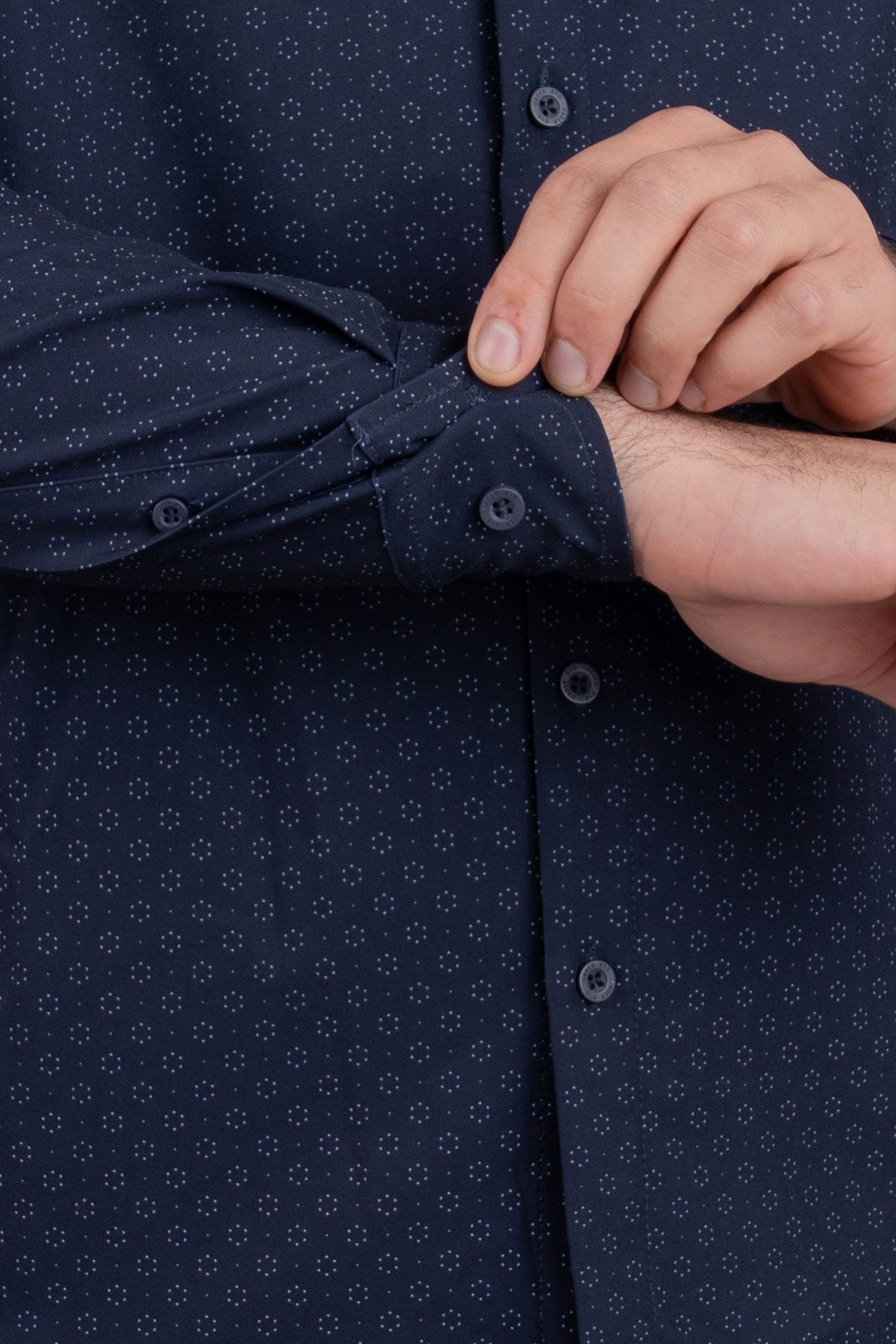 Warp Stretch Button Down Shirt Navy Floral