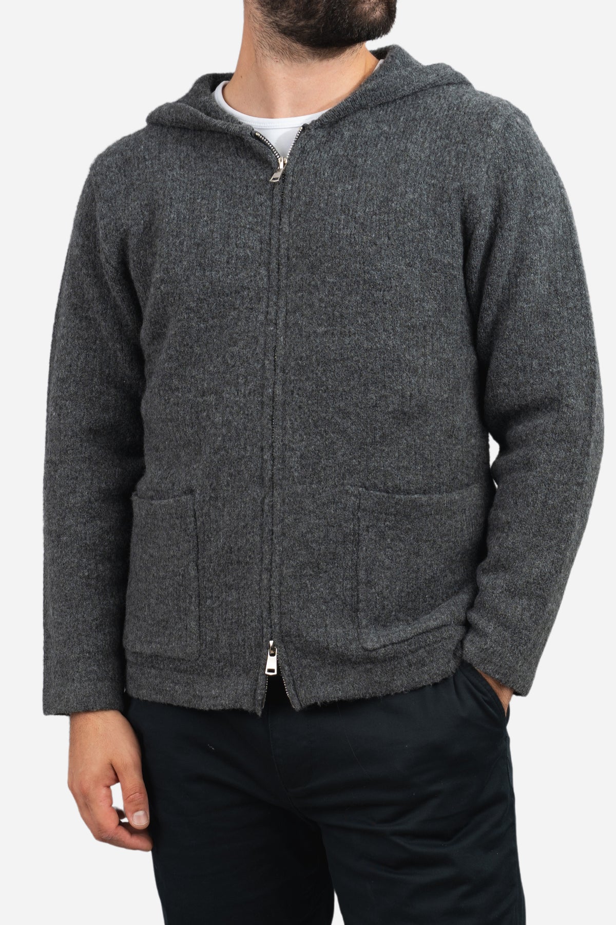 Wool Blend Sweater Hoodie Ash