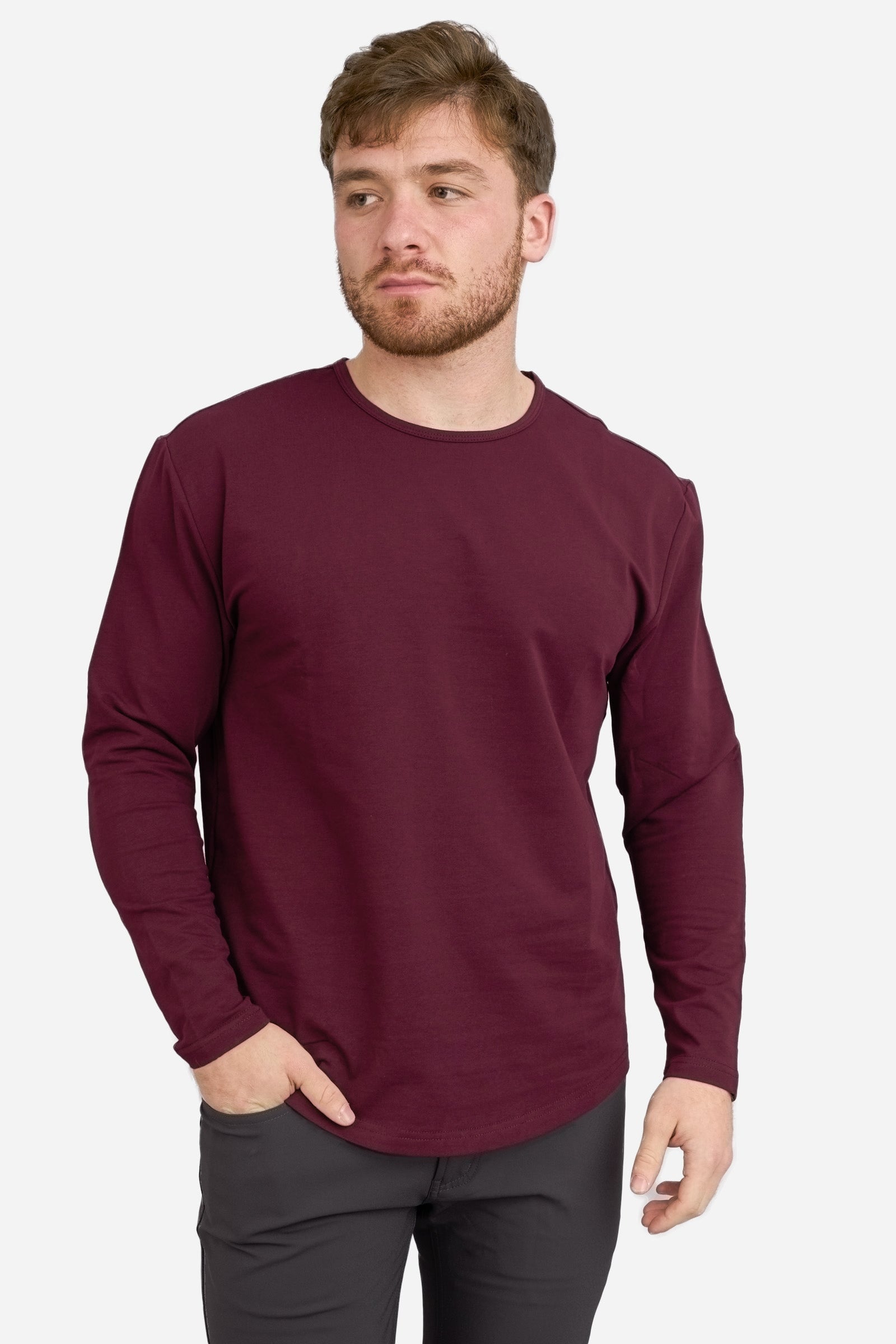 Long Sleeve Athletic Blend T-Shirt Burgundy