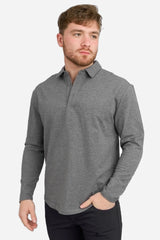 Long Sleeve Athletic Blend Polo Heather Gray