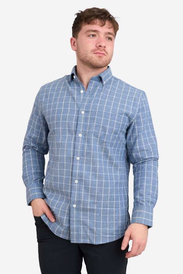 Flannel Button Down Shirt Navy Windowpane