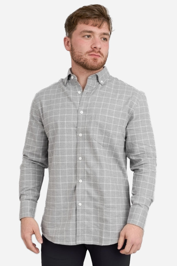 Flannel Button Down Shirt Gray Windowpane