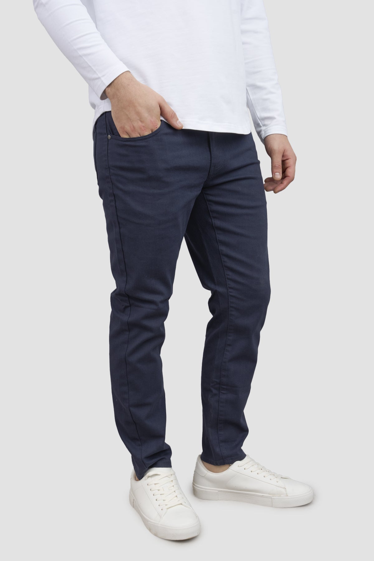 Garment Dyed Stretch Jeans Navy