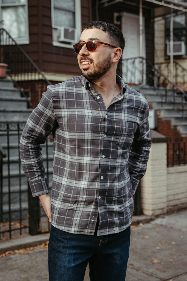Flannel Button Down Shirt Gray