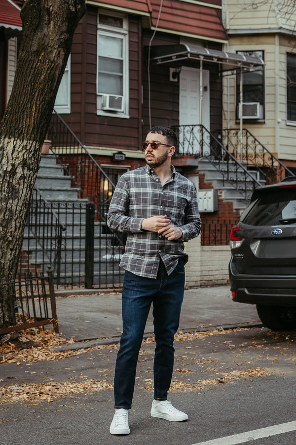 Flannel Button Down Shirt Gray