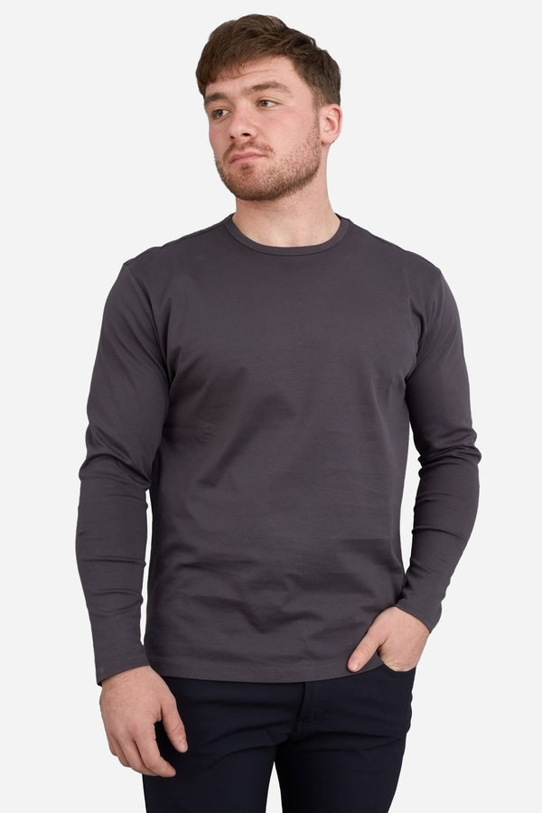Long Sleeve Pima Cool Touch Crew T-Shirt Charcoal