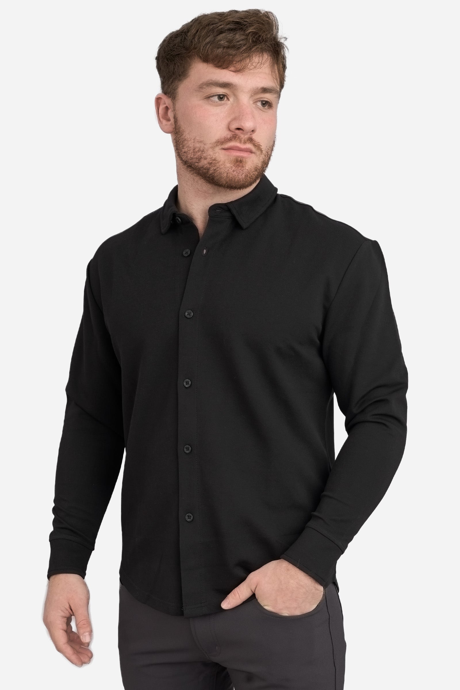 Flex Button Down Shirt Black