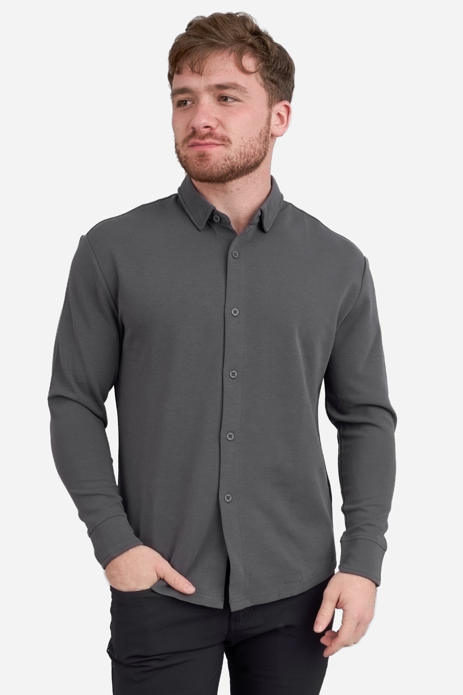 Flex Button Down Shirt Charcoal