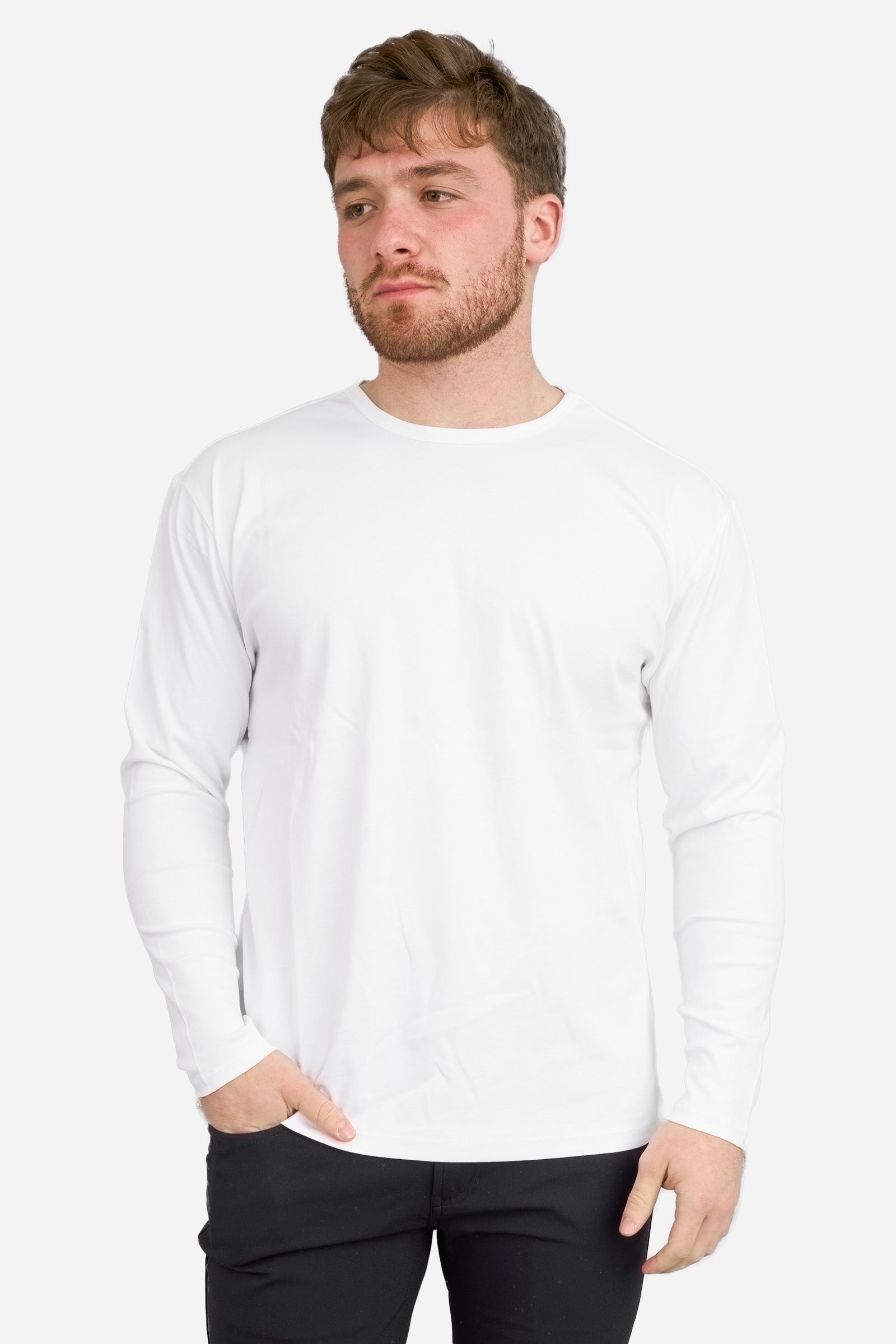 Long Sleeve Pima Cool Touch Crew T-Shirt White
