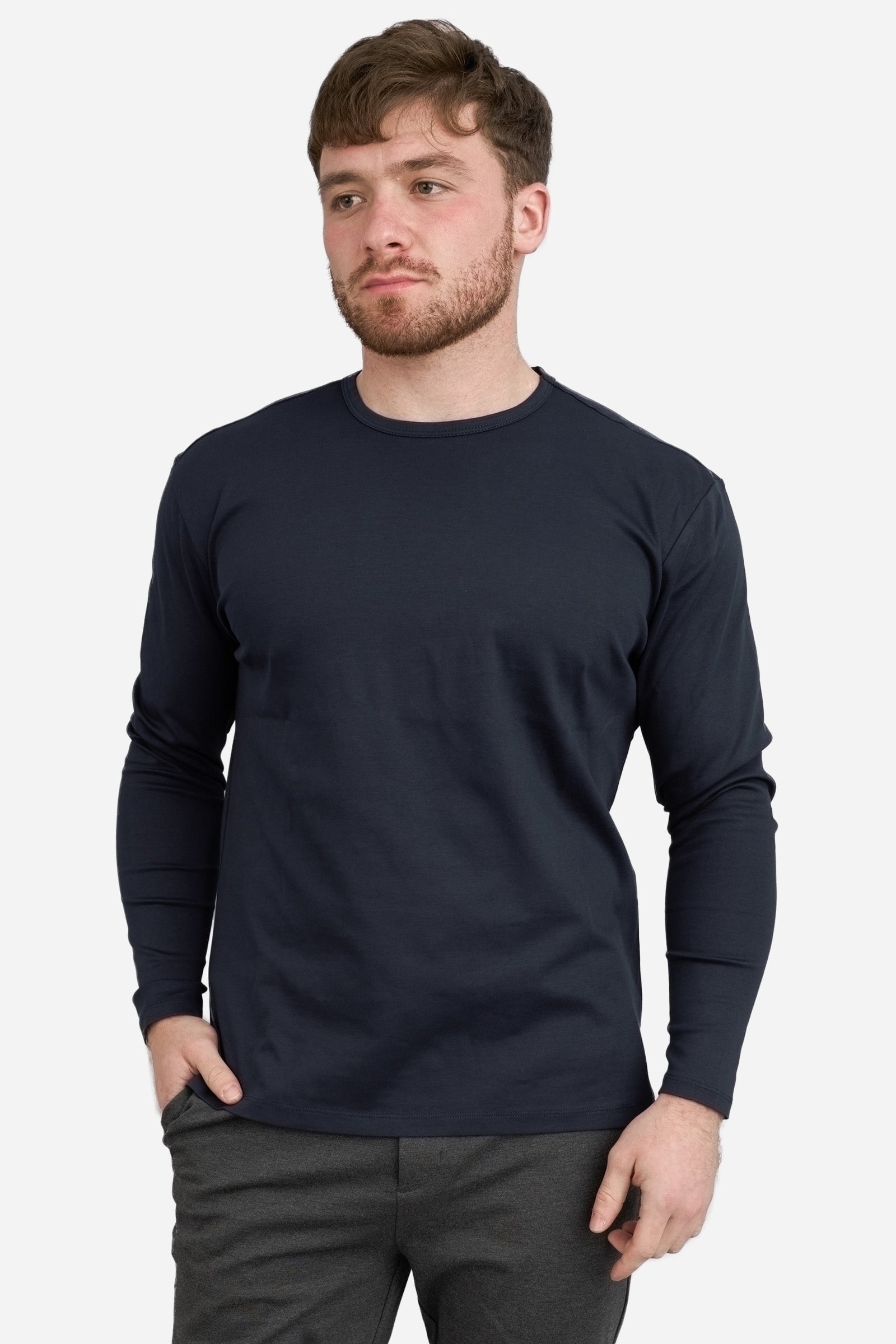 Long Sleeve Pima Cool Touch Crew T-Shirt Navy