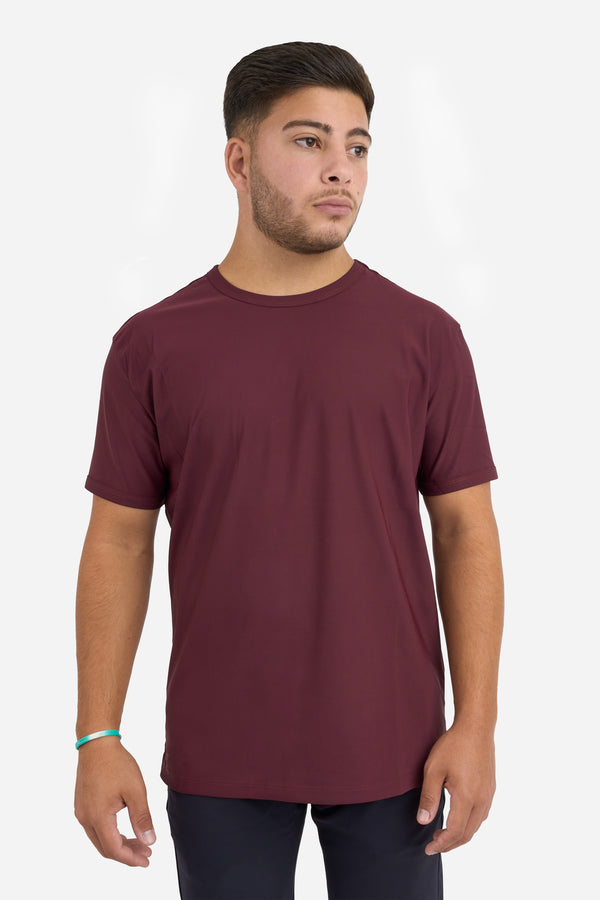 Performance Pique Short Sleeve Crew Burgundy