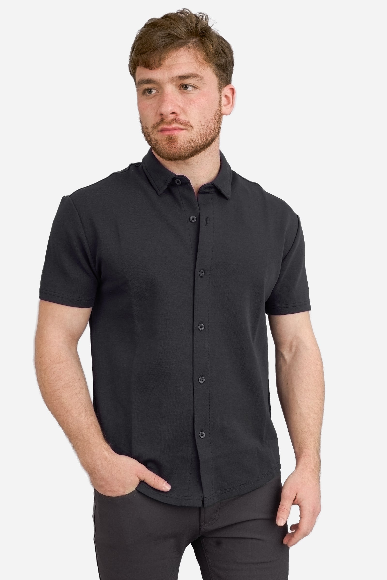 Flex Short Sleeve Button Down Shirt Black