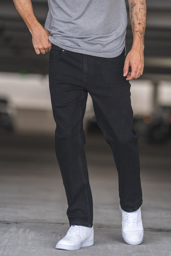 Straight Fit Stretch Jeans Black