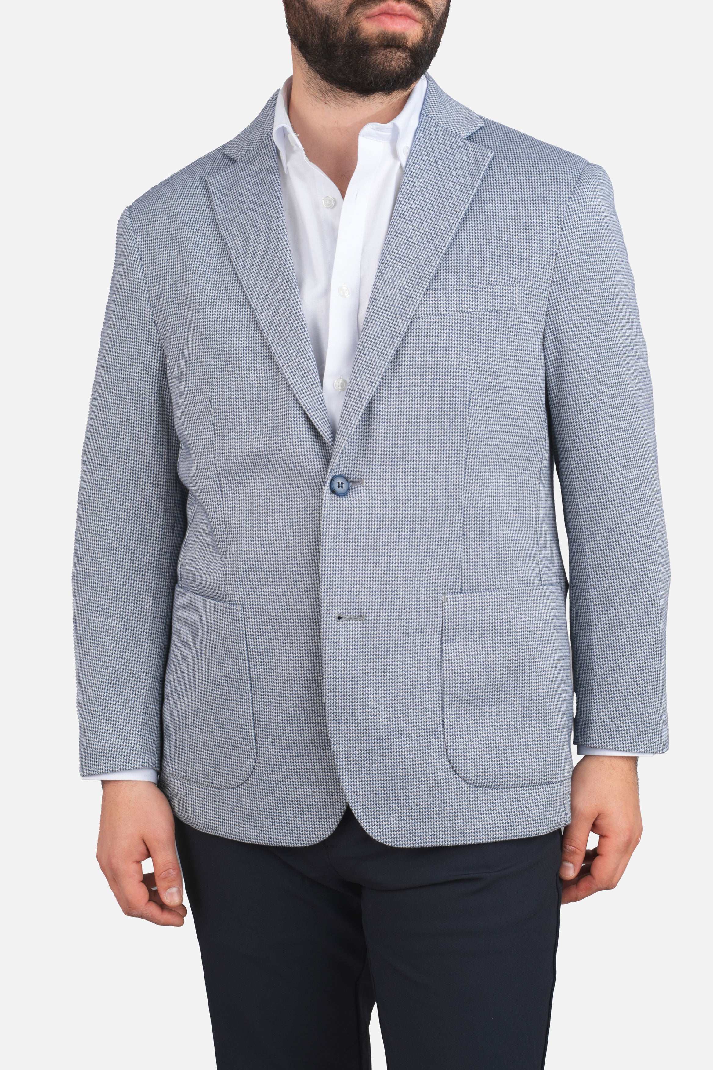Stretch Blazer Blue Houndstooth