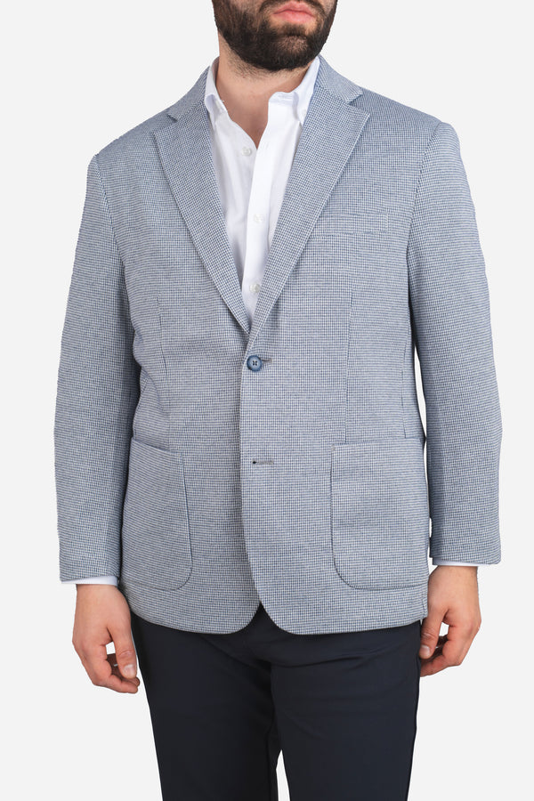 Stretch Blazer Blue Houndstooth